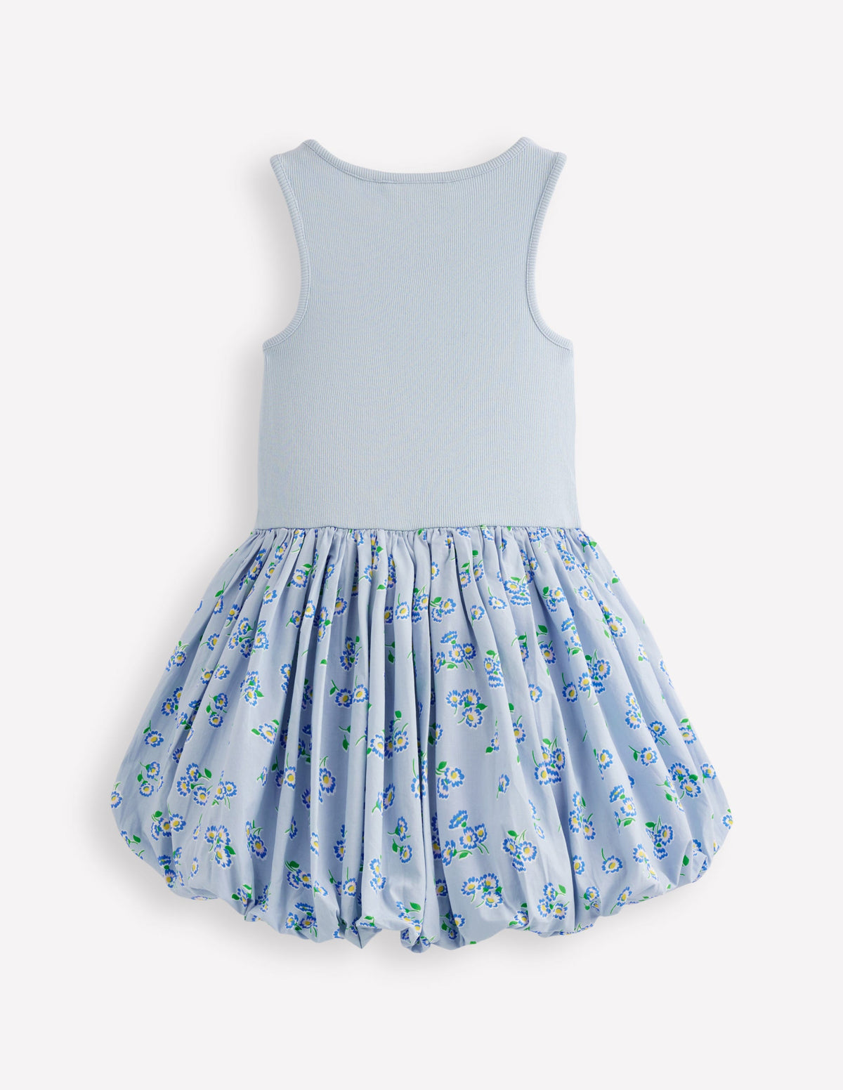 Bubble Hem Rib Dress-Misty Blue Daisy - Image 5