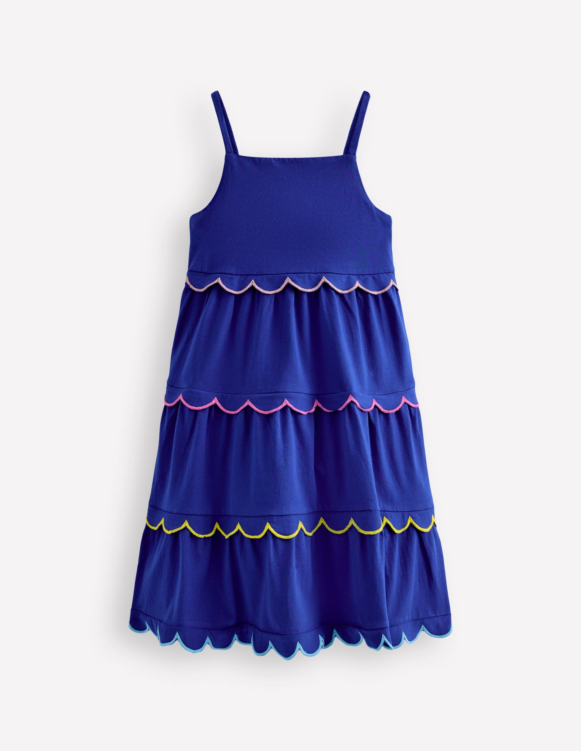 Scallop Tiered Sundress-Sapphire Blue-1