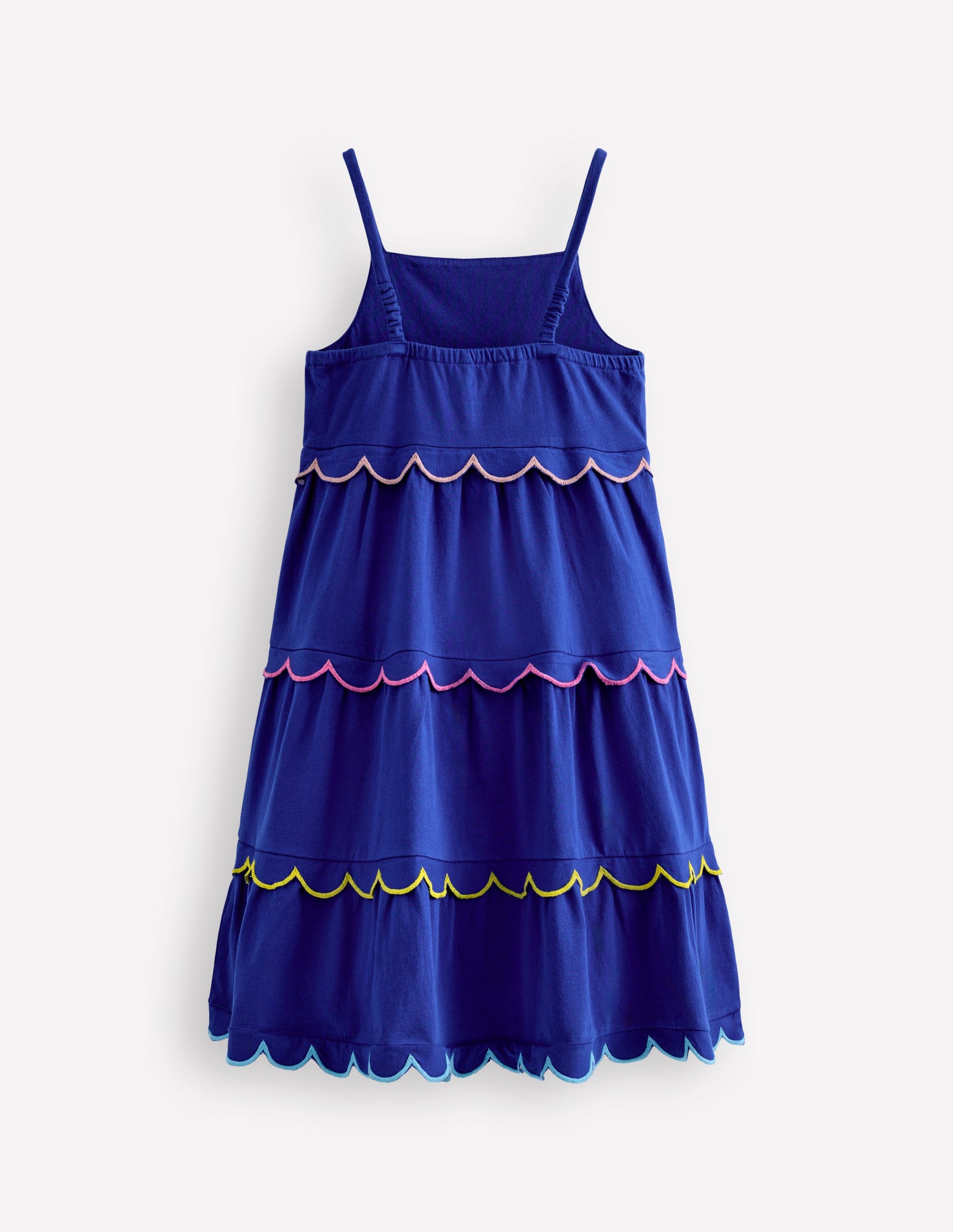 Scallop Tiered Sundress-Sapphire Blue-2