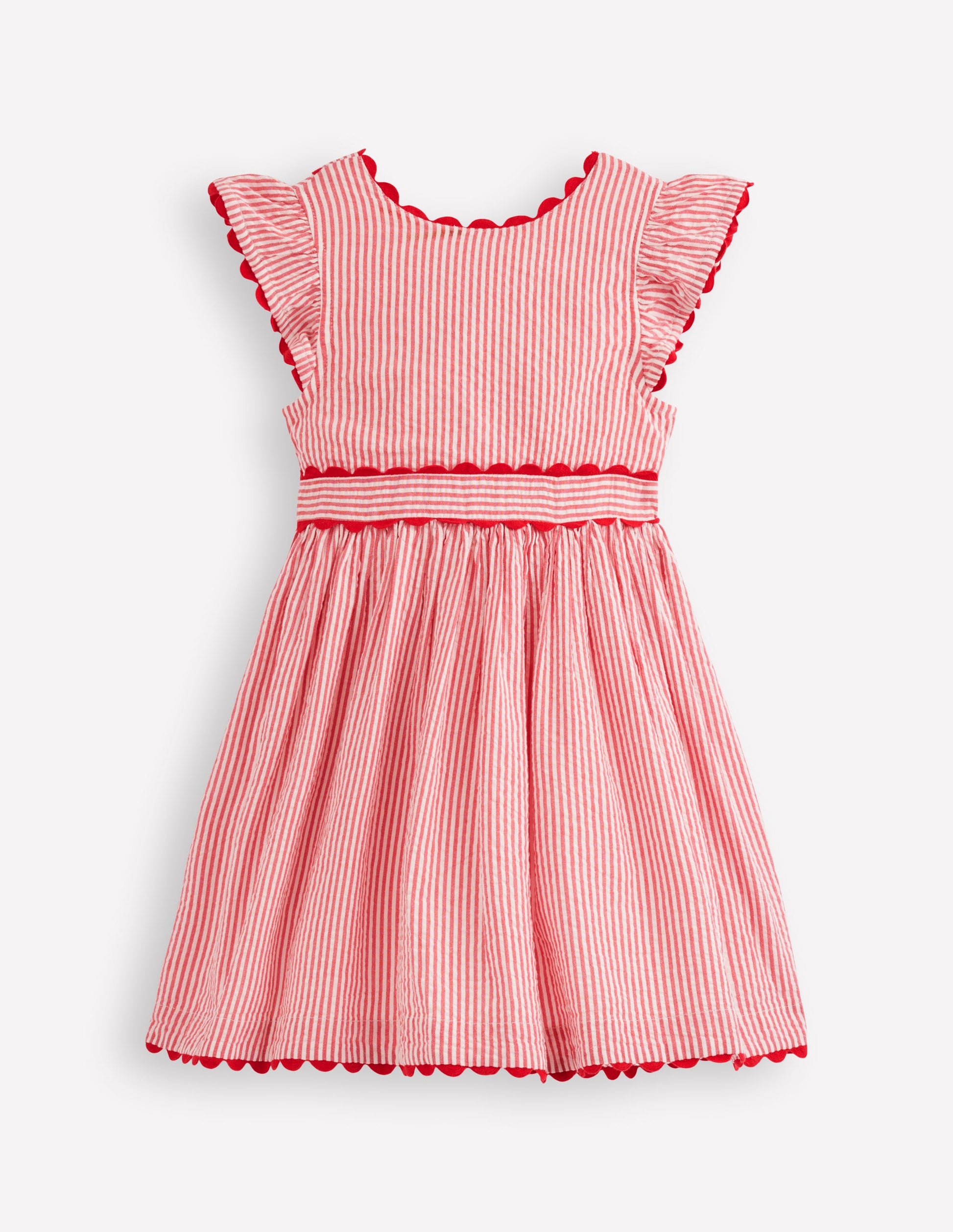 Boden Girls Ric Rac Trim Flutter Dress in Blue