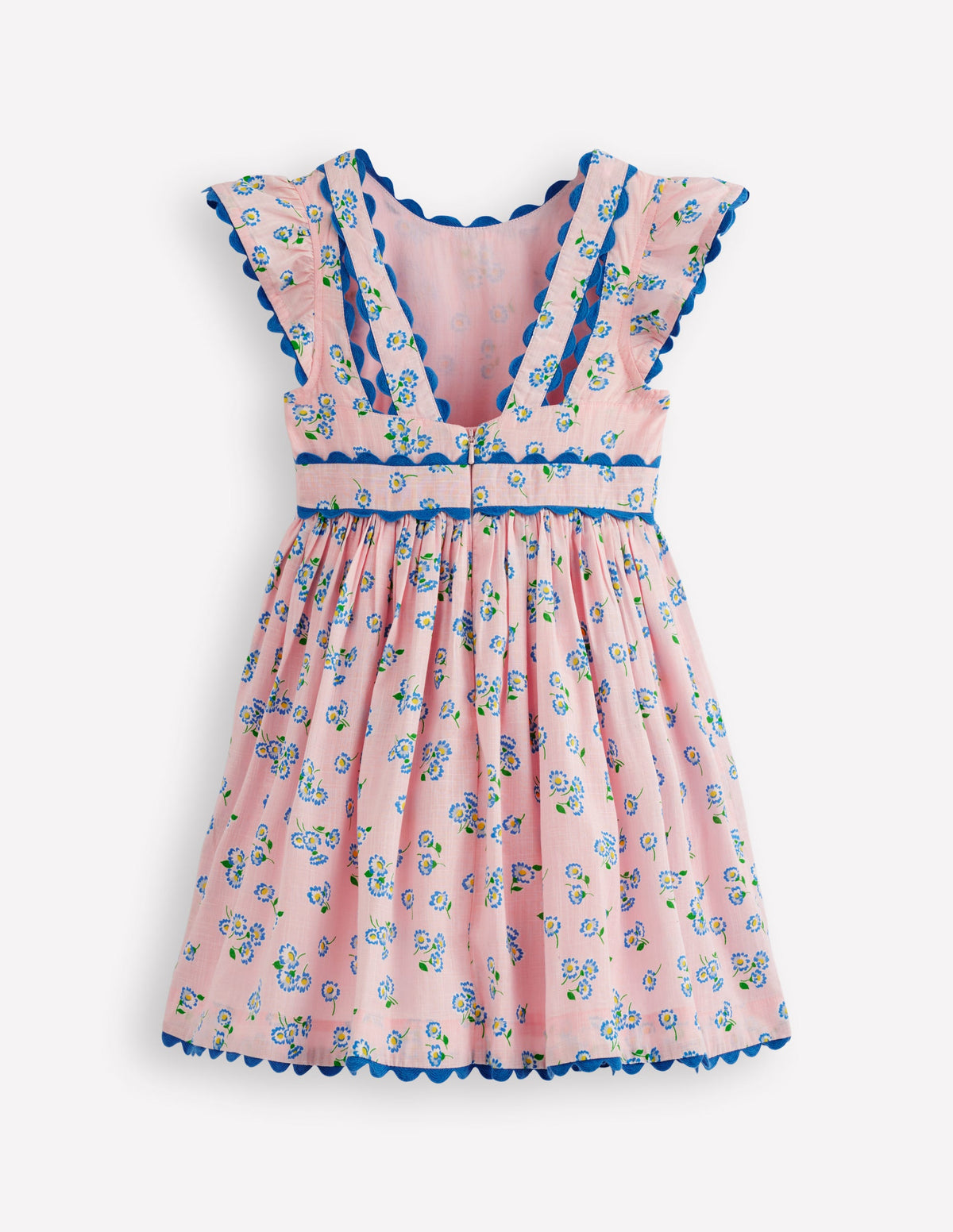 Ric Rac Trim Flutter Dress - Chalk Pink Daisy | Boden USA