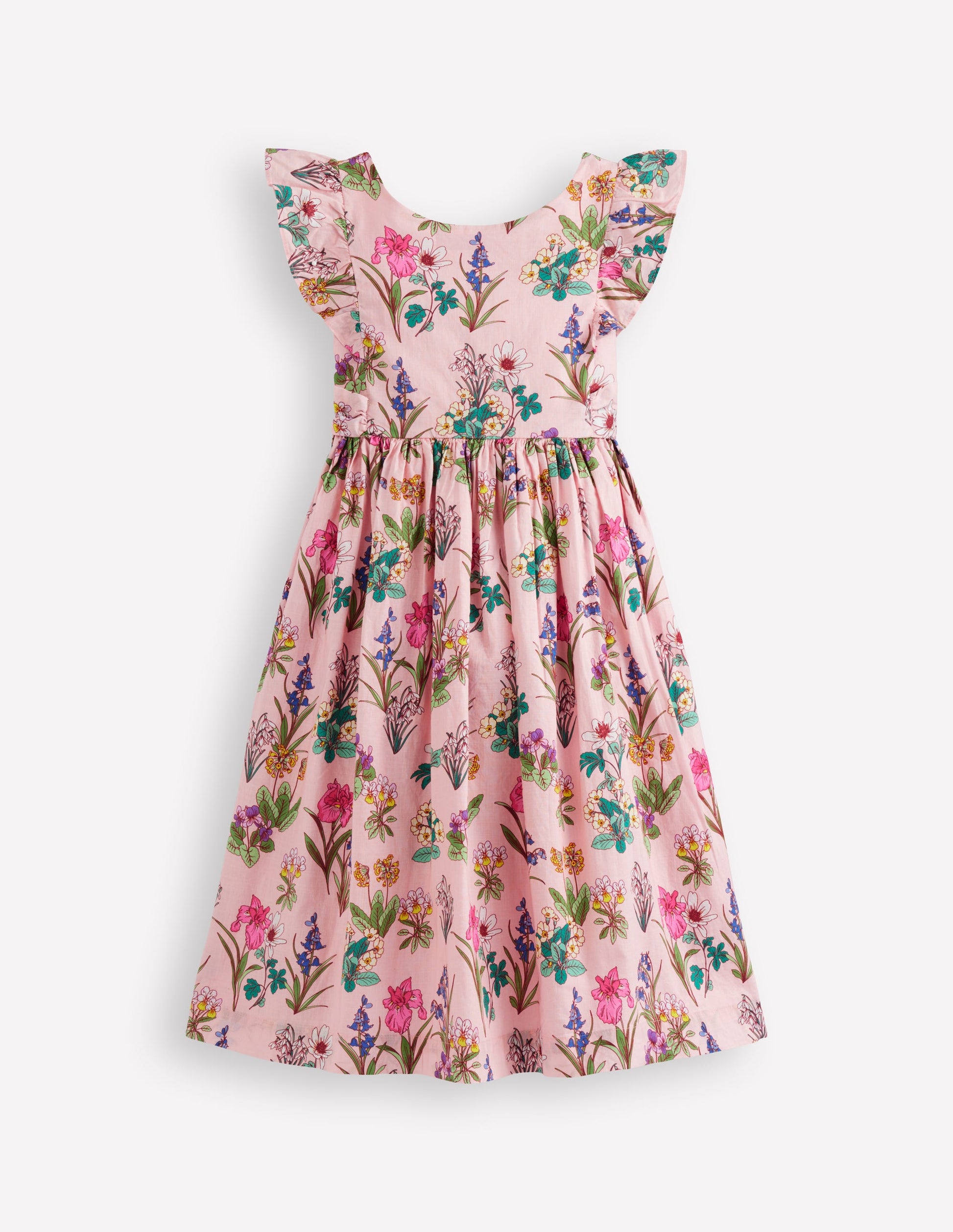 Bow Back Midi Dress-Pink Floral-1