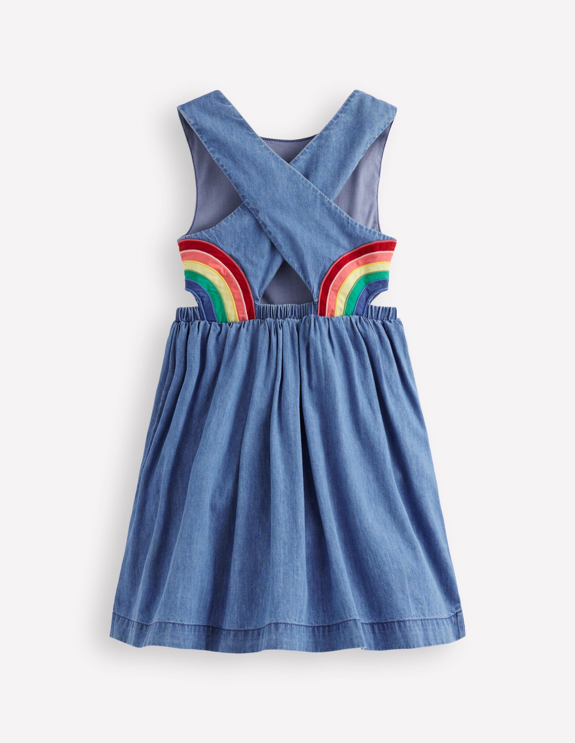 Boden Girls Rainbow Cross Back Dress in Blue | Size 10-11 Years Boden Girls Rainbow Cross Back Dress in Blue | Size 10-11 Years