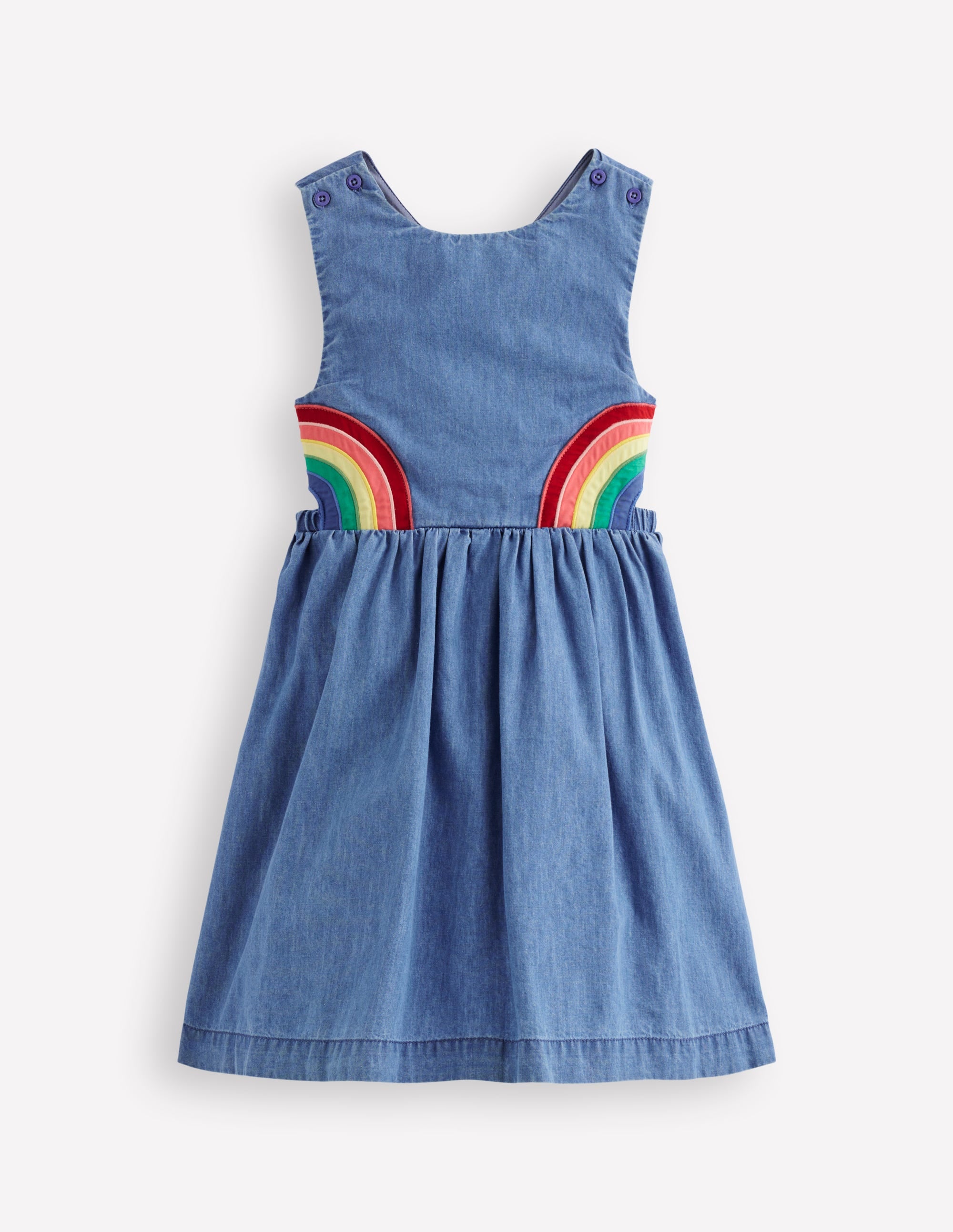 Rainbow Cross Back Dress-Light Wash Rainbow - Image 1
