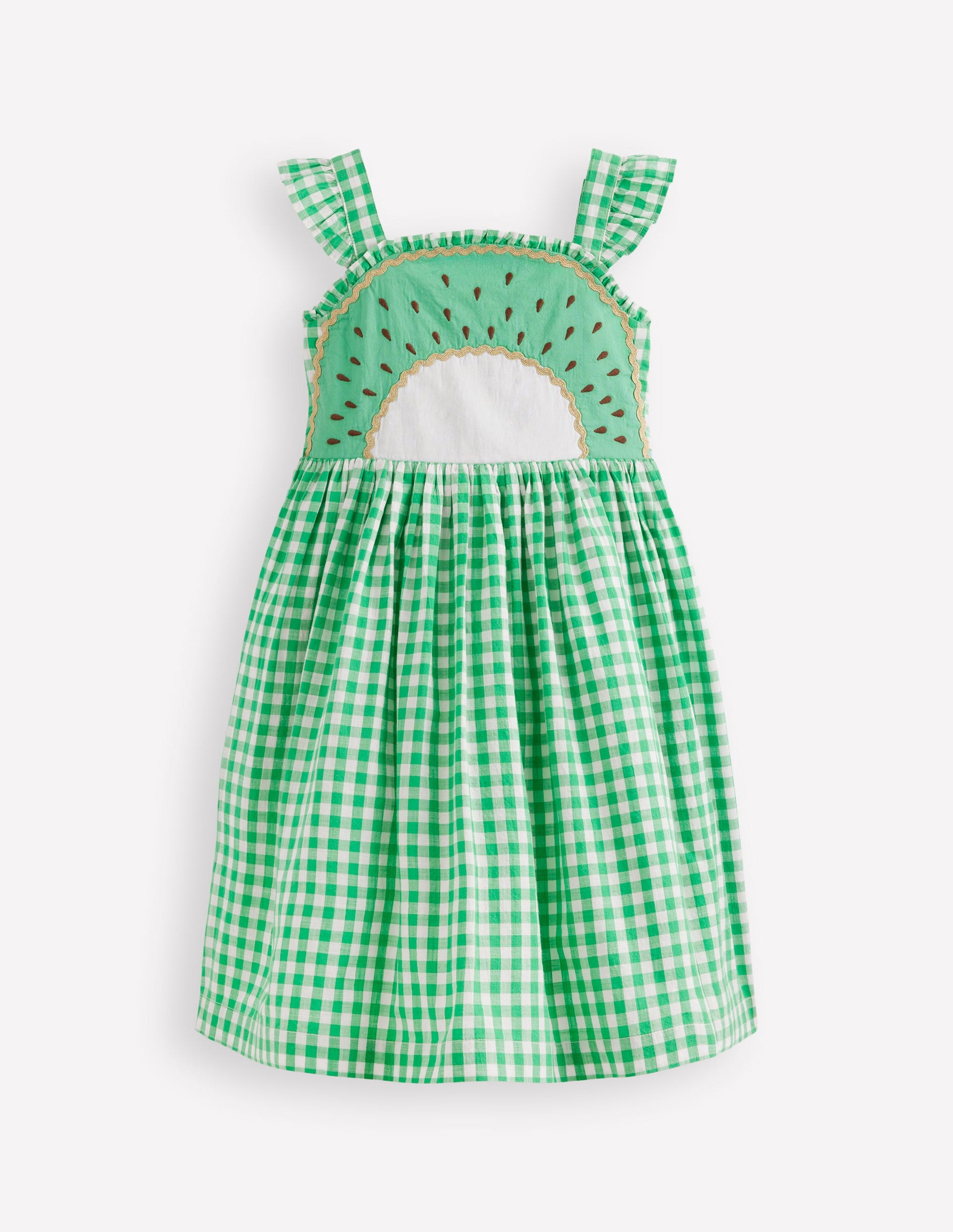 Boden Girls Novelty Strappy Dress in Green | Size 6-7 Years Boden Girls Novelty Strappy Dress in Green | Size 6-7 Years