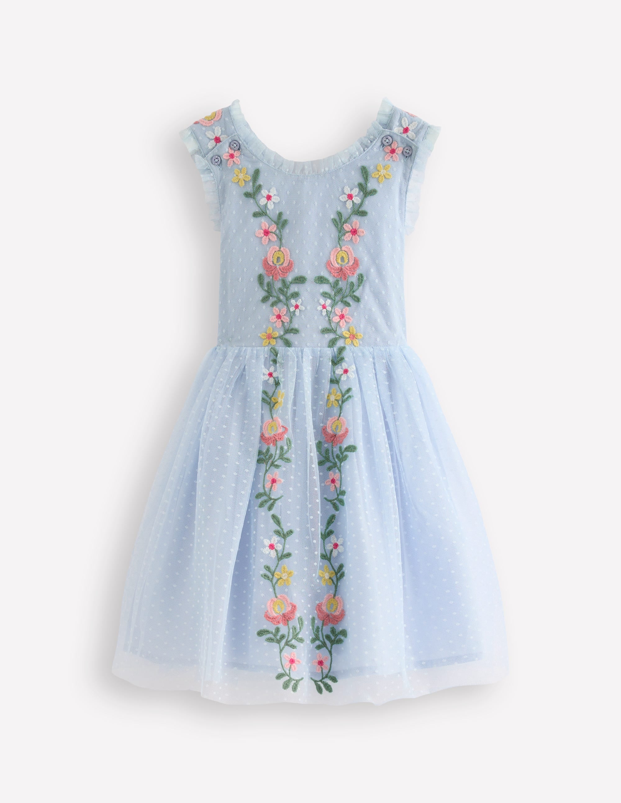 Tulle Cross Back Dress-Blue | Boden USA