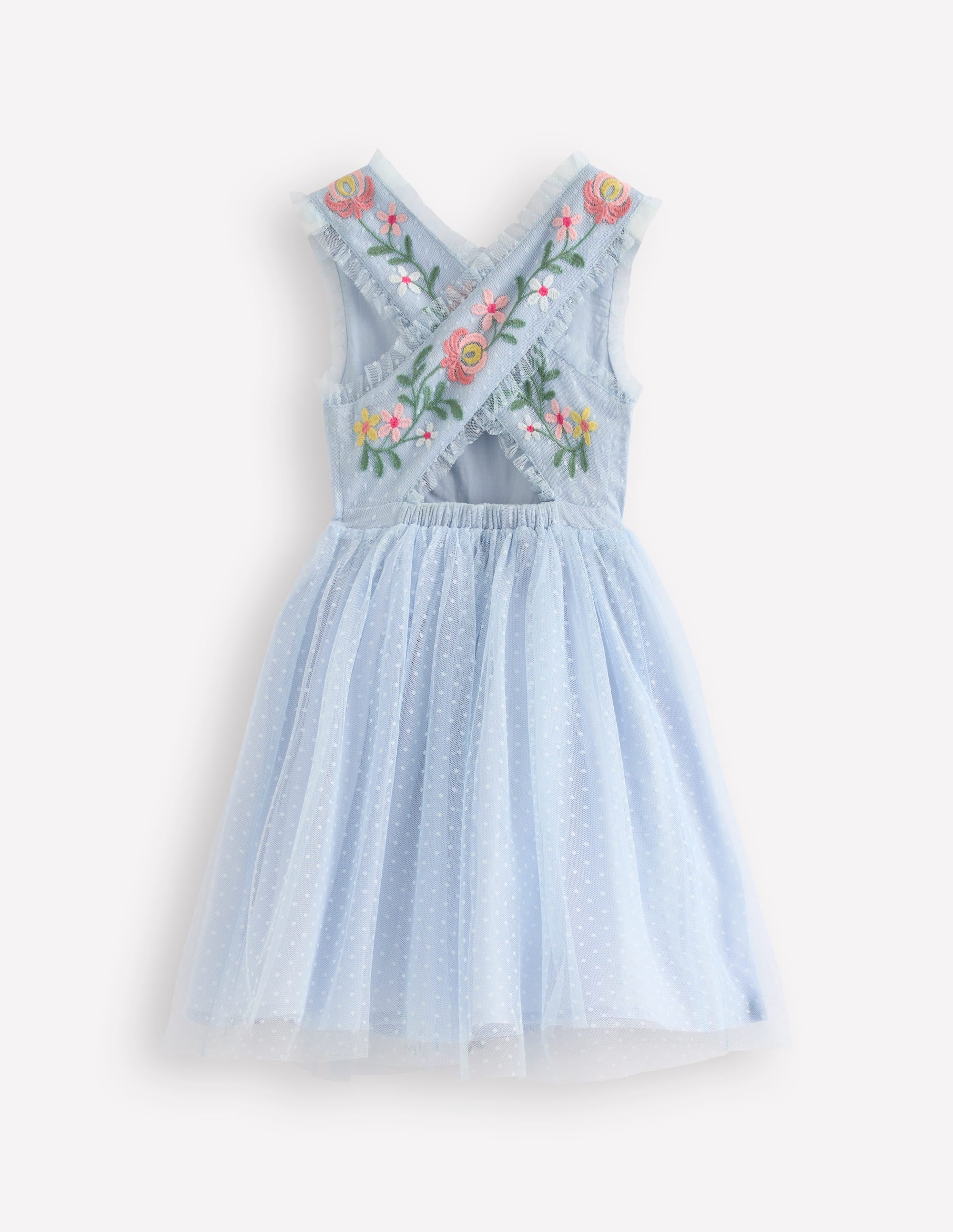 Tulle Cross Back Dress-Blue | Boden USA