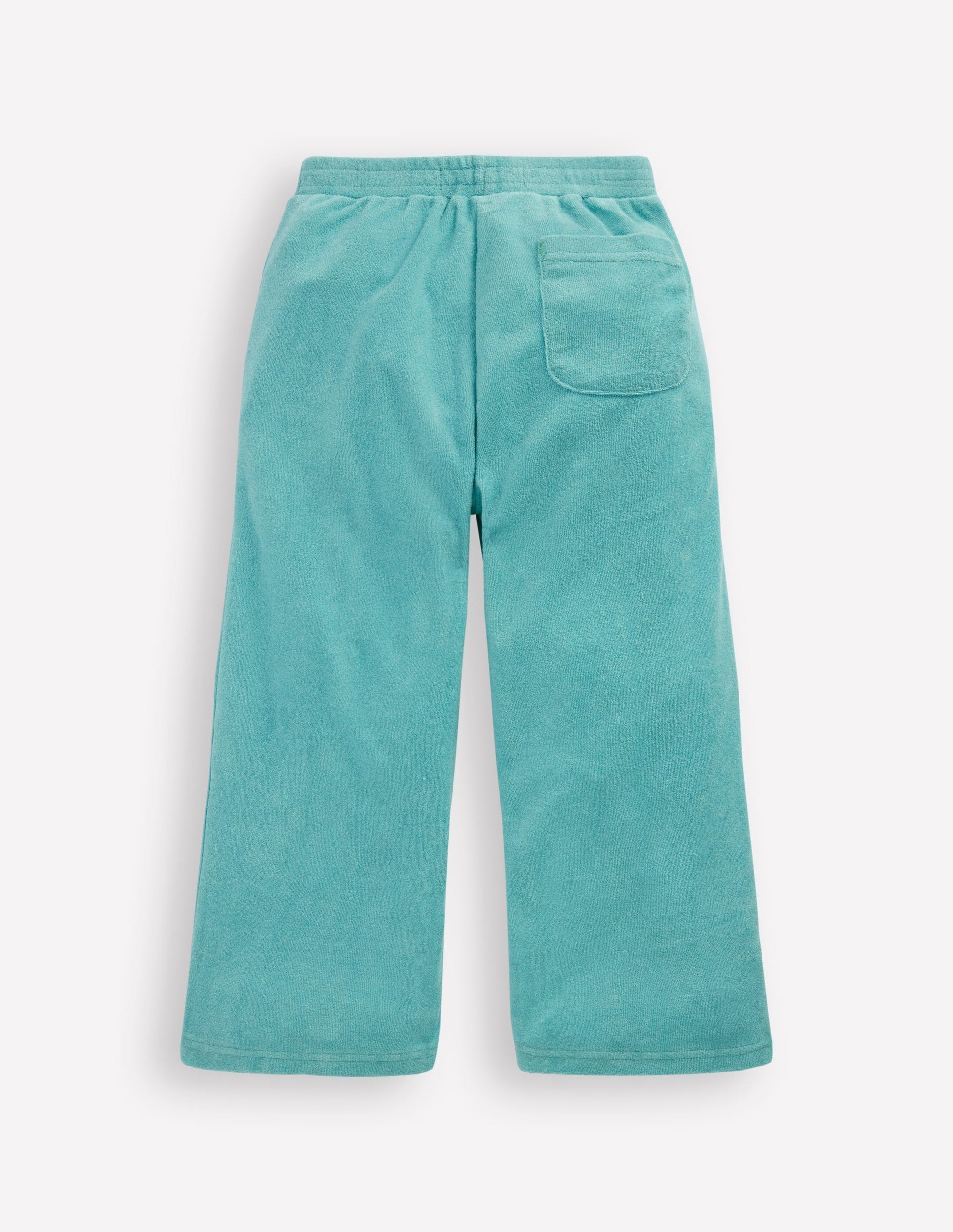 Straight Towelling Pants-Blue Embroidery-2