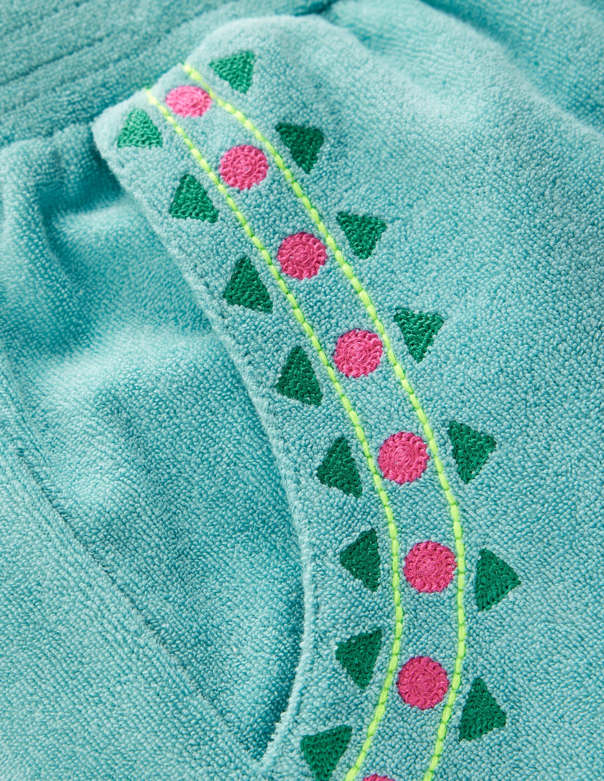 Straight Towelling Pants-Blue Embroidery-3