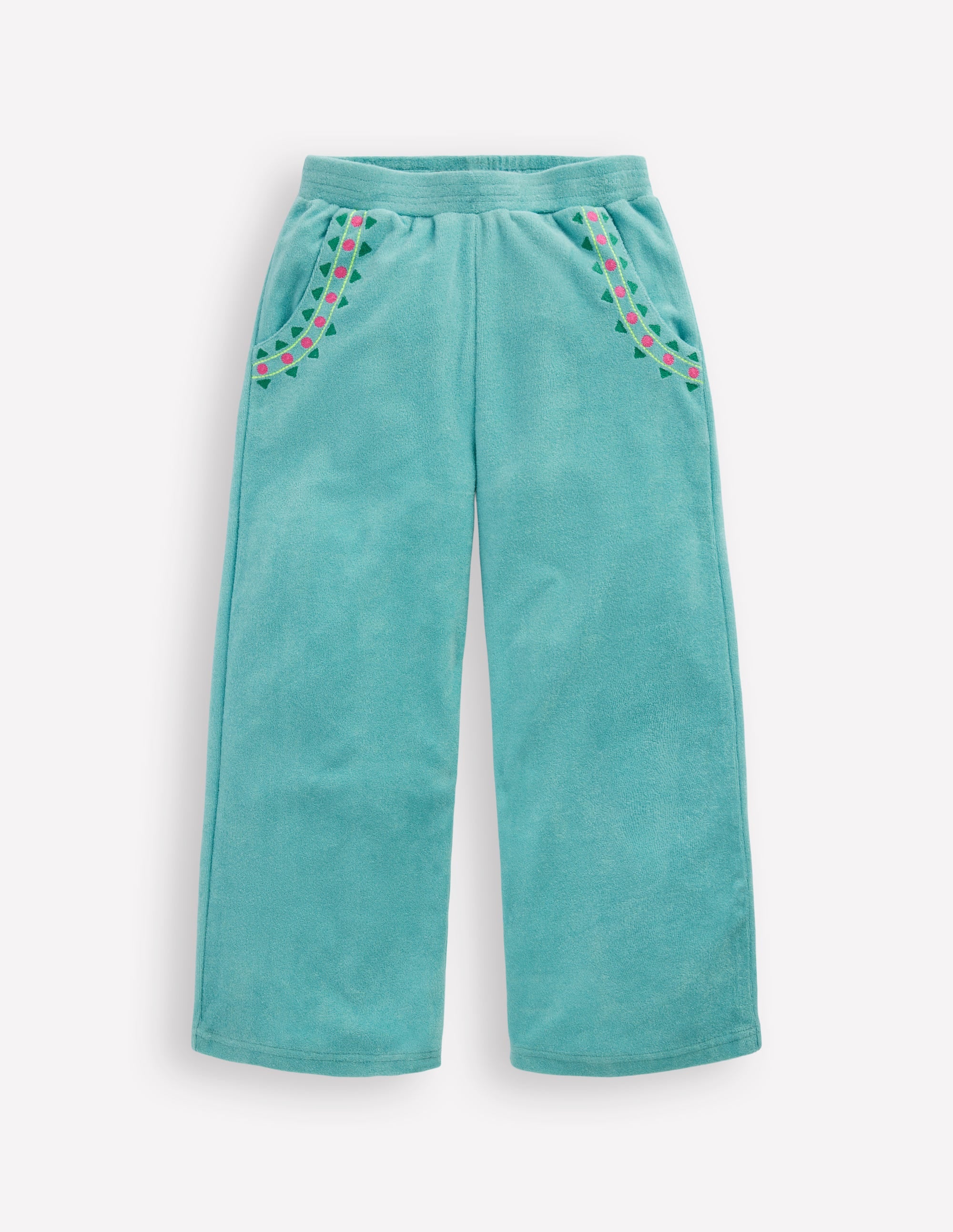 Straight Towelling Pants-Blue Embroidery - Image 1