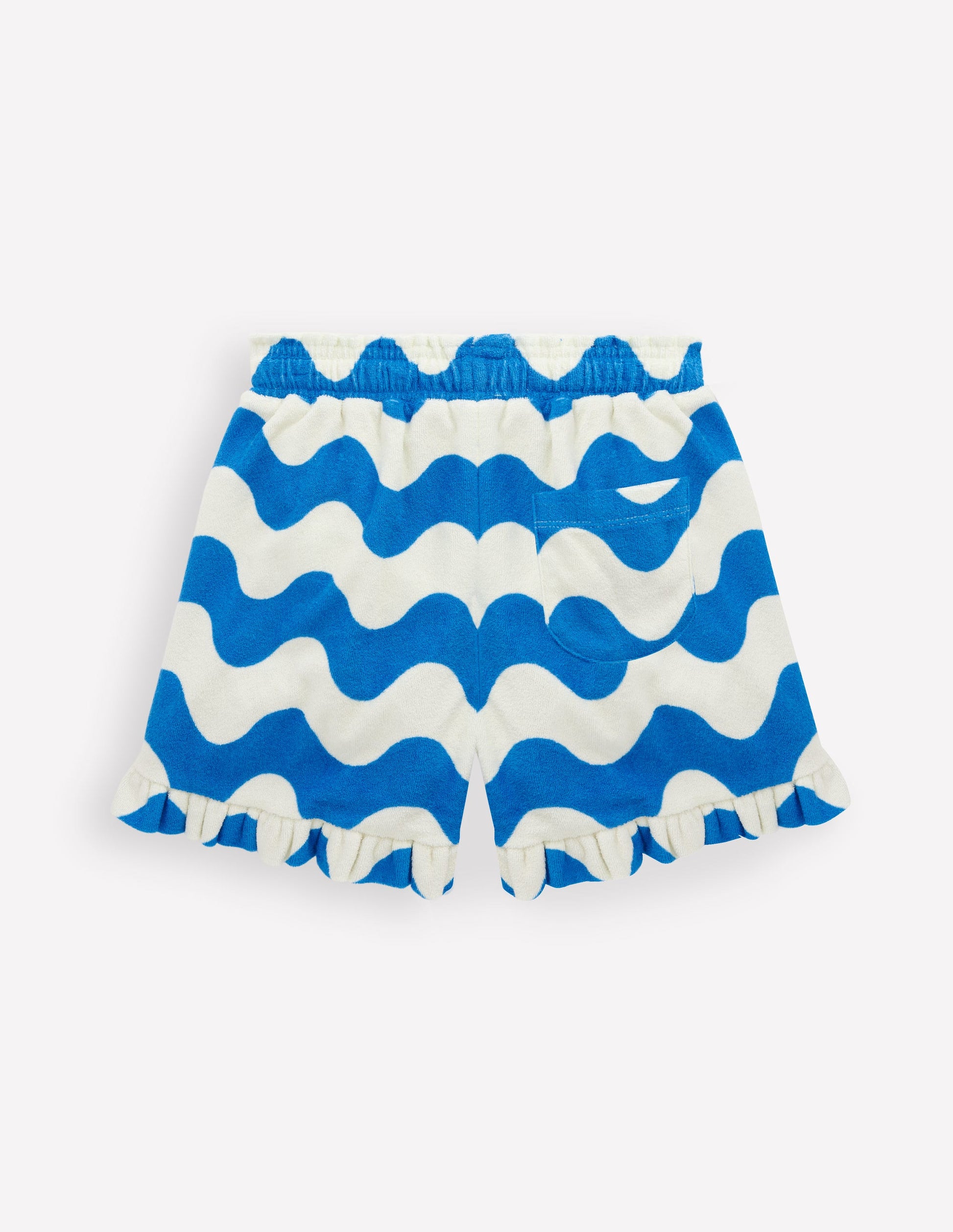 Towelling Ruffle Shorts-Blue Wave-2