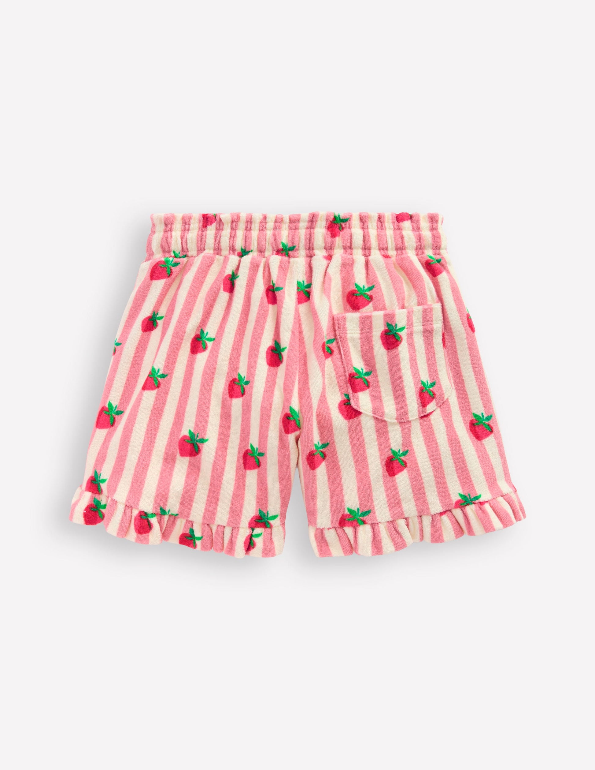 Towelling Ruffle Shorts-Strawberry Stripe-2