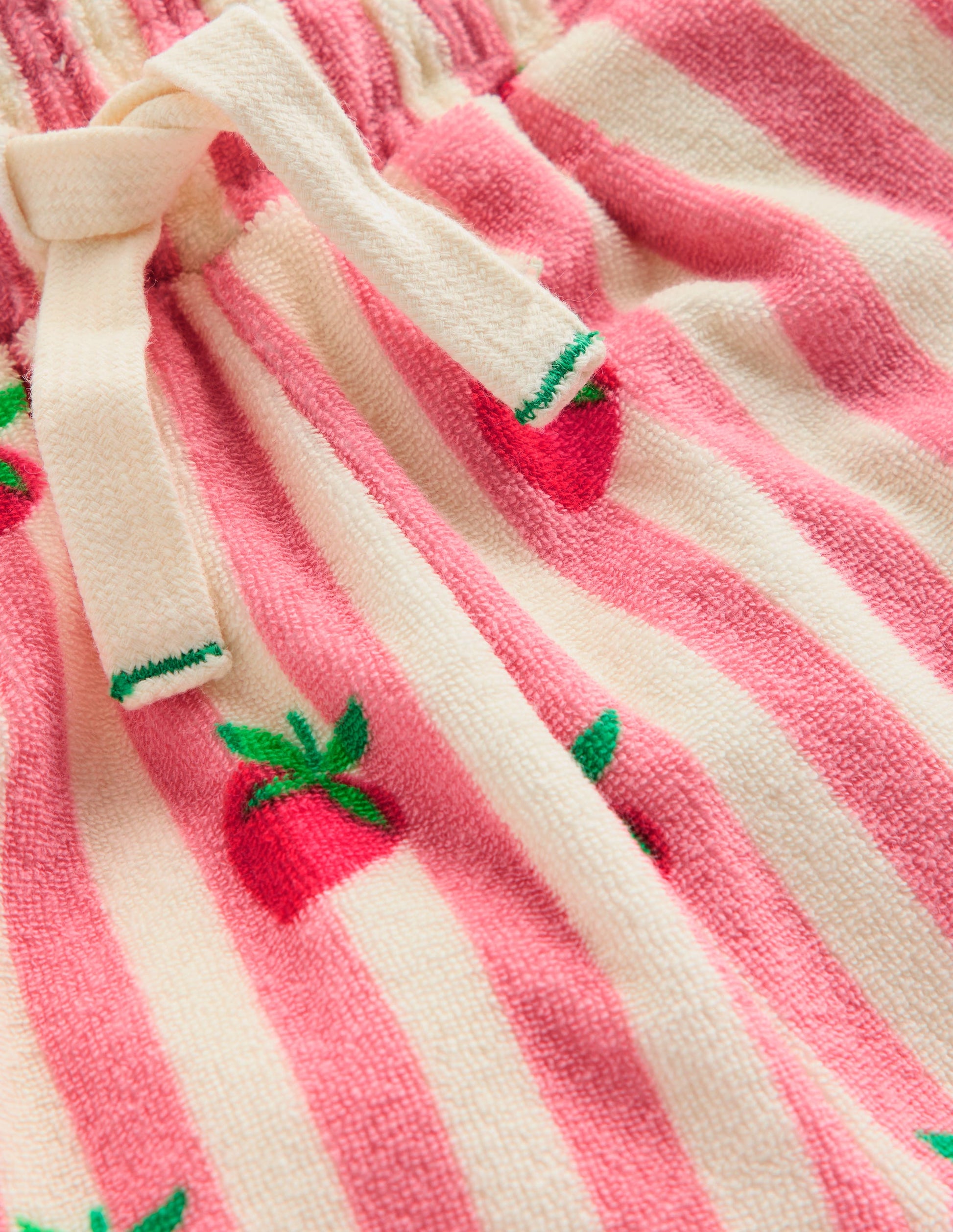 Towelling Ruffle Shorts-Strawberry Stripe-3