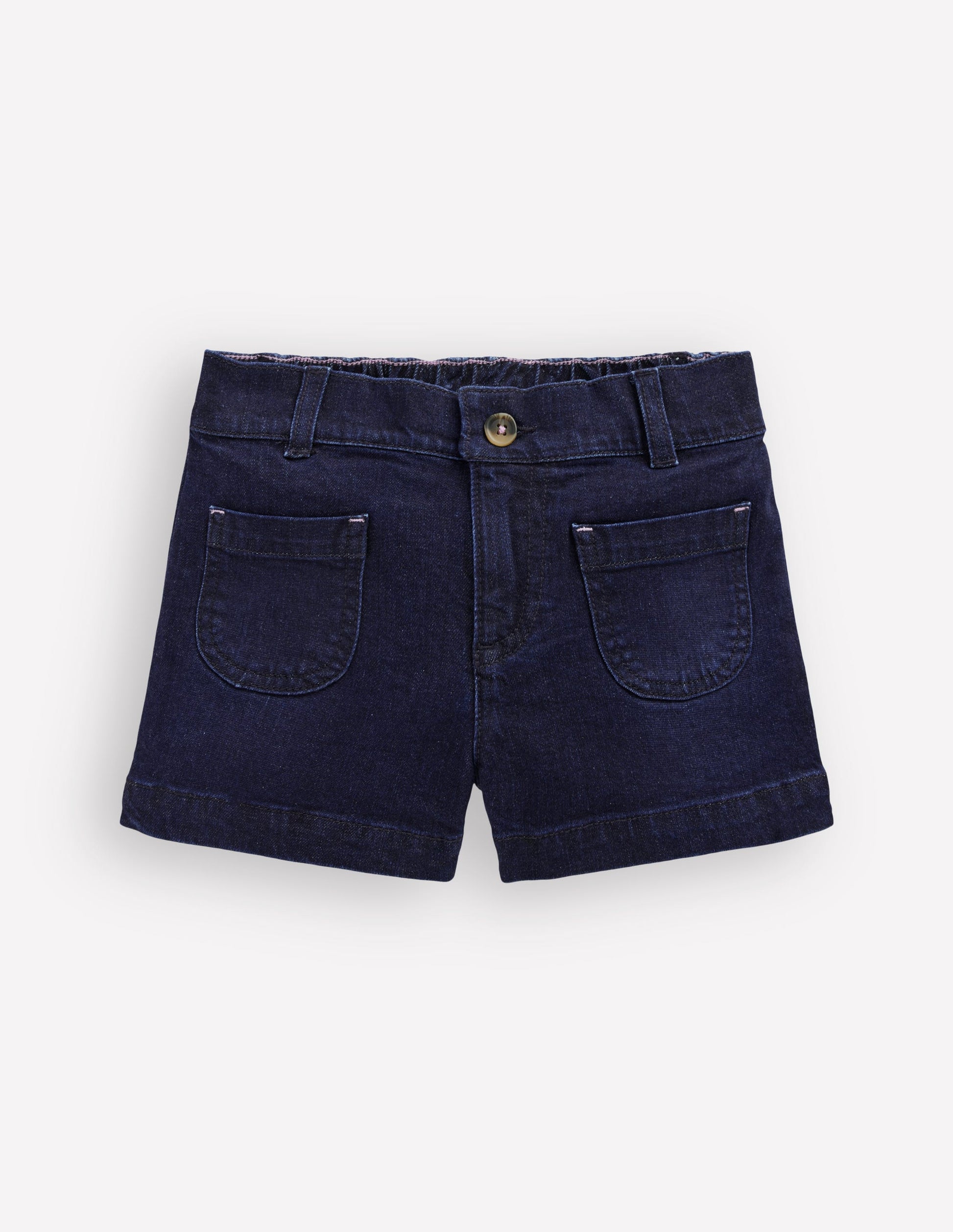 Patch Pocket Shorts-Dark Wash Denim-1