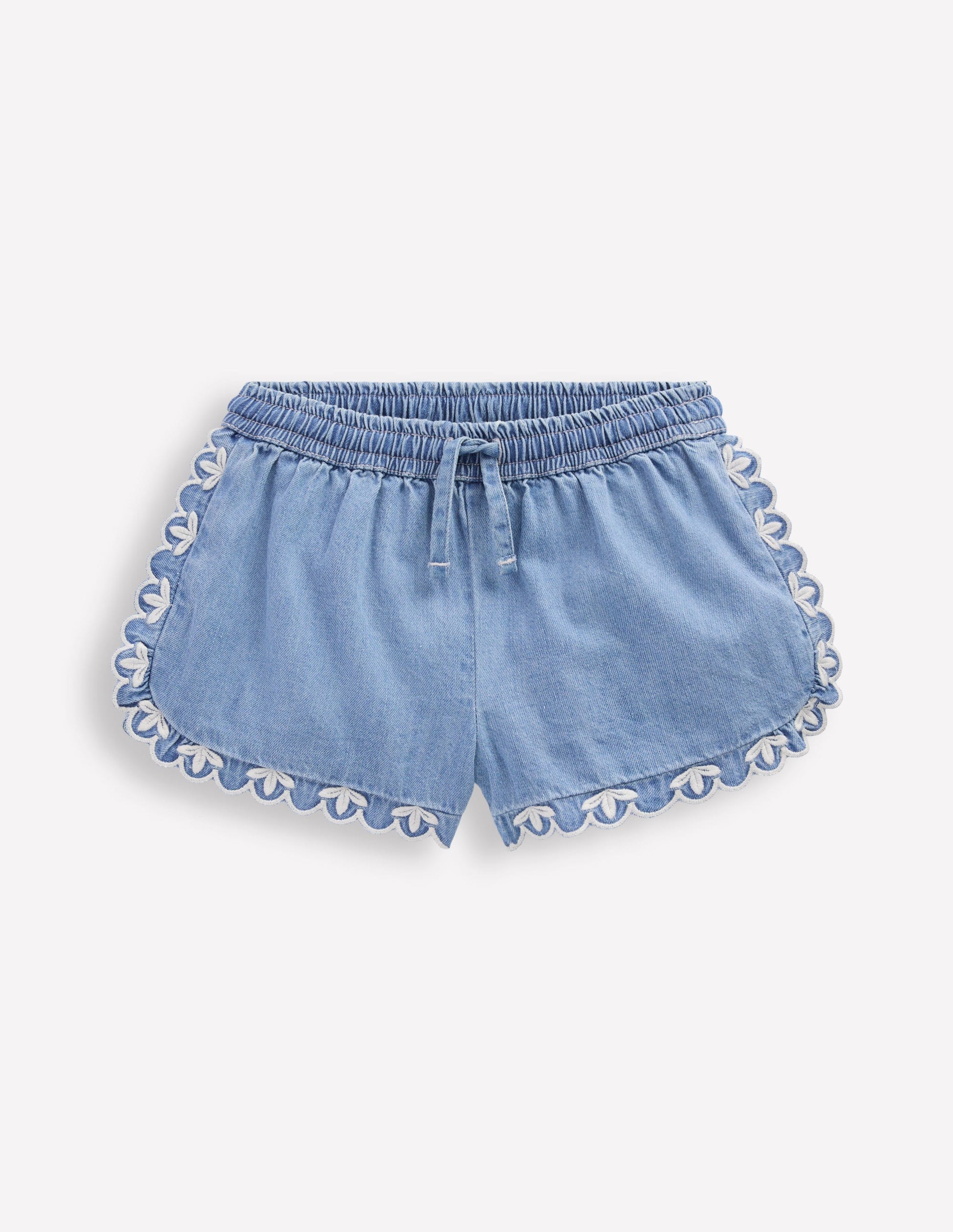 Pull-on Woven Shorts-Chambray-2