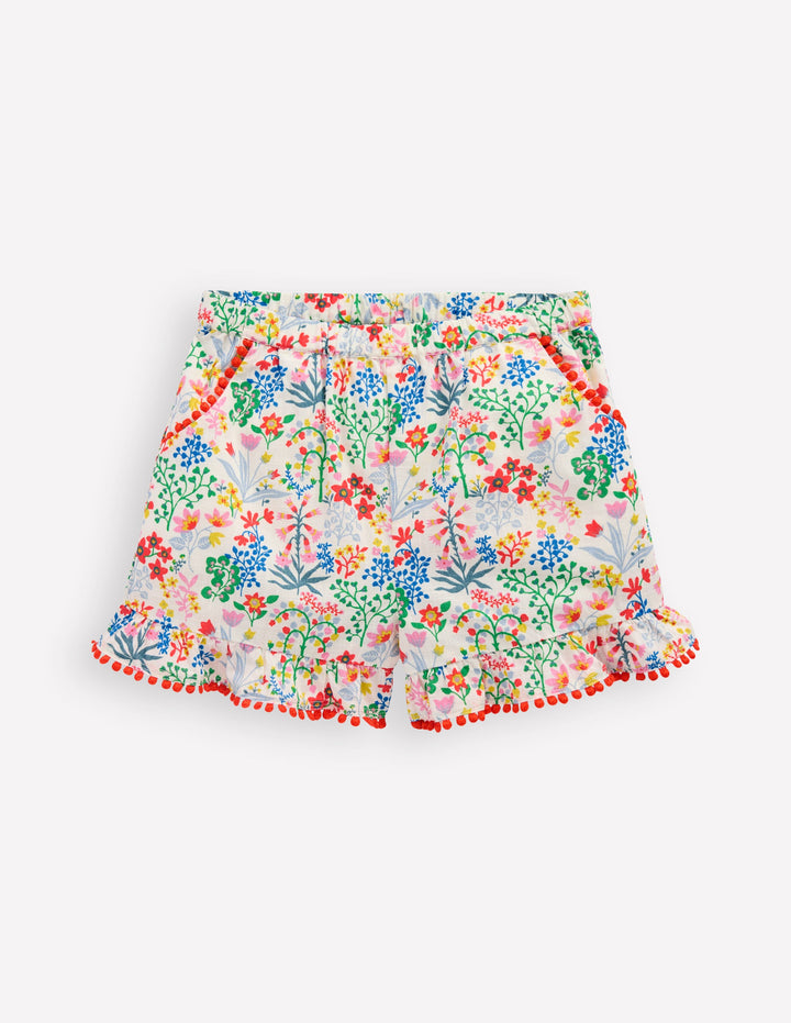 Frill Woven Shorts-Multi Floral