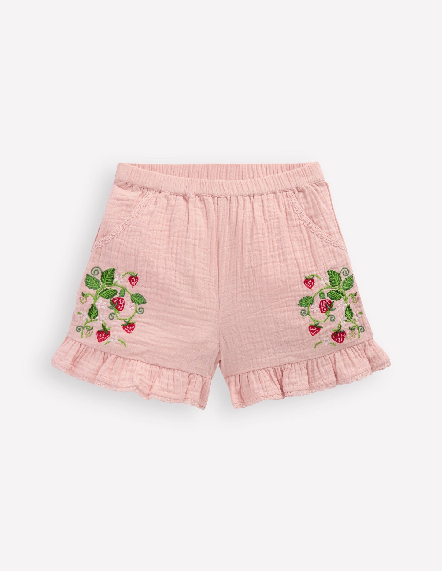 Frill Woven Shorts-Lotus Strawberry
