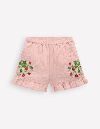 Frill Woven Shorts-Lotus Strawberry-3