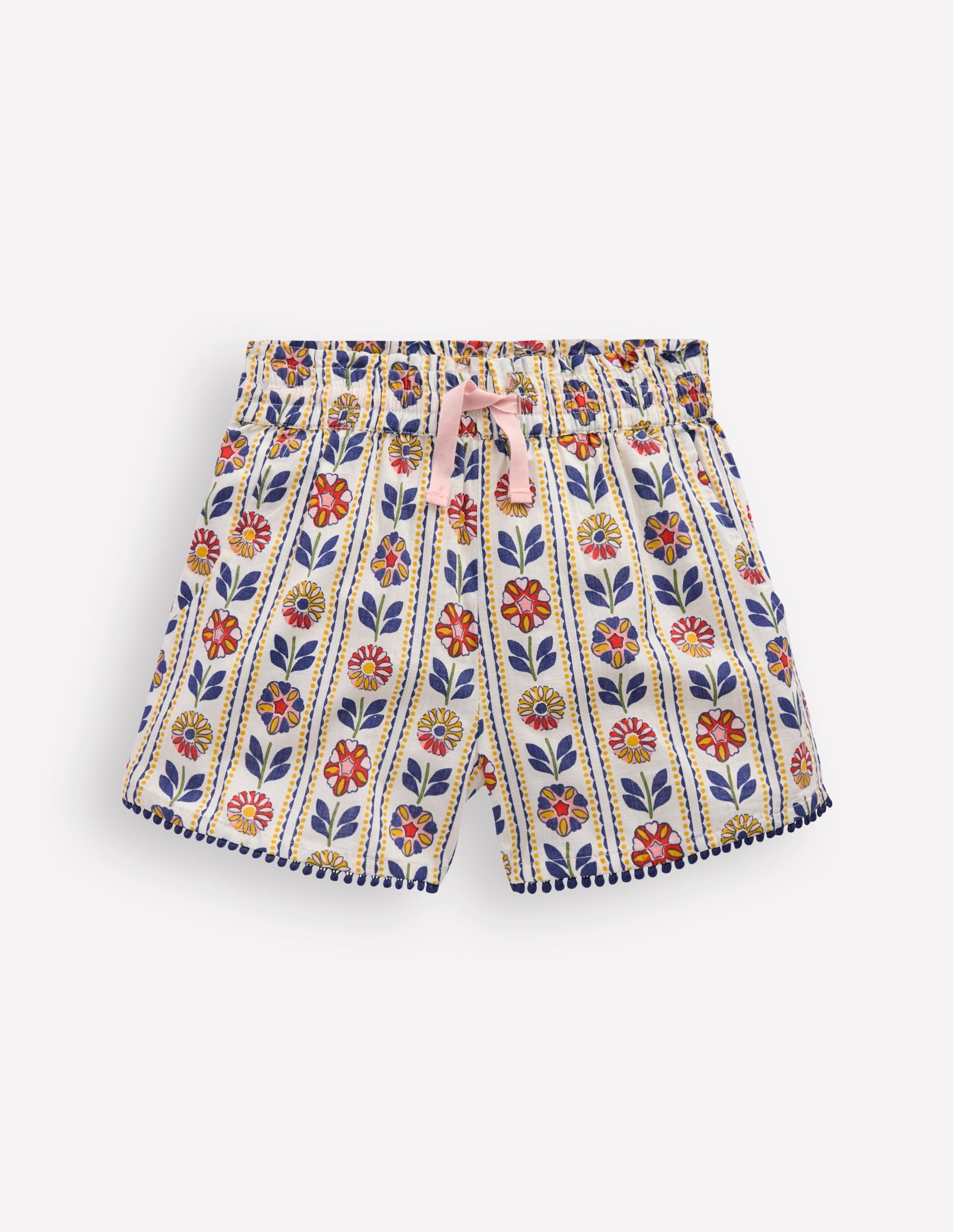Pull-on Vacation Shorts-Ivory Floral Stripe - Image 1