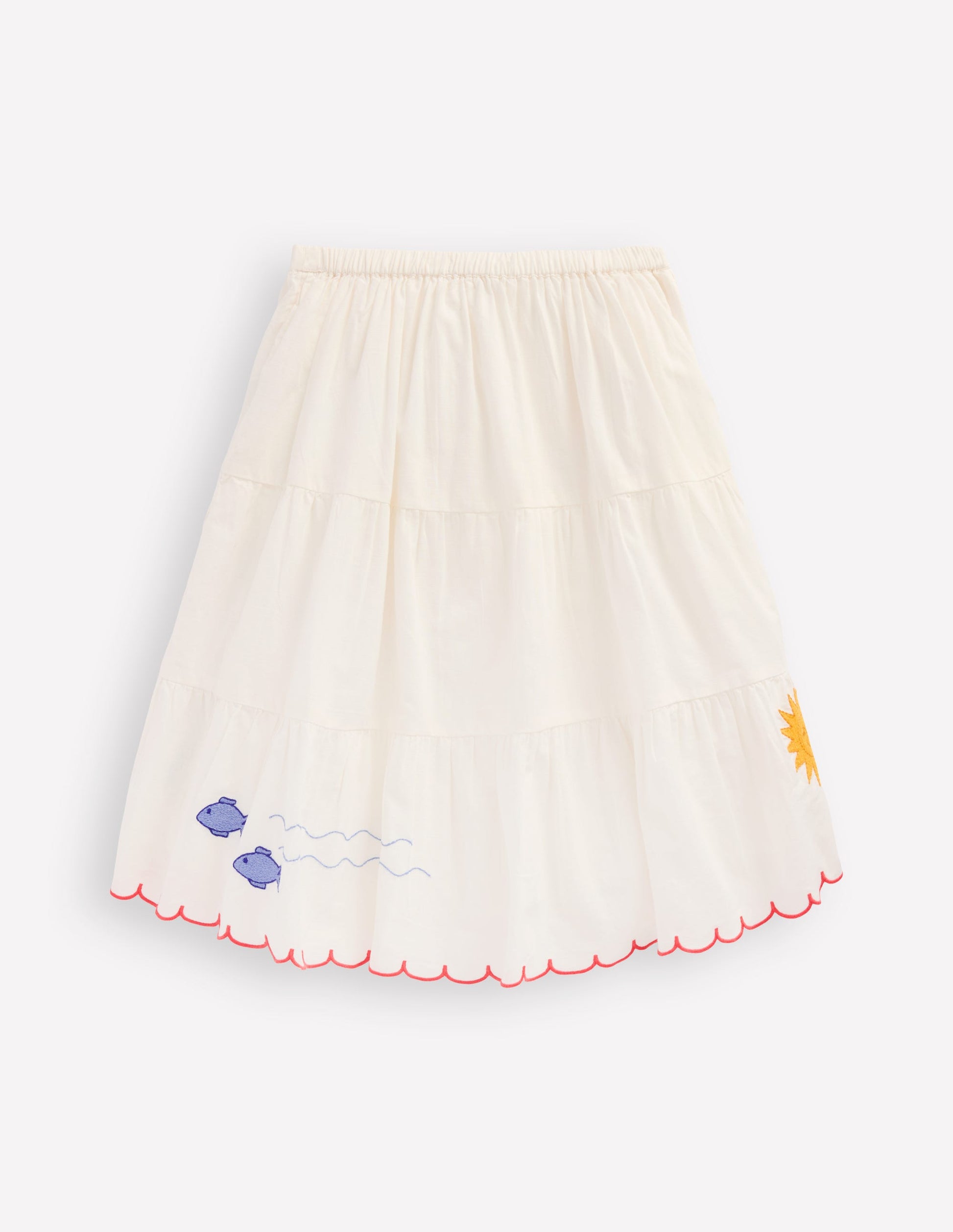 Midi Tiered Skirt-Ivory Embroidered-2