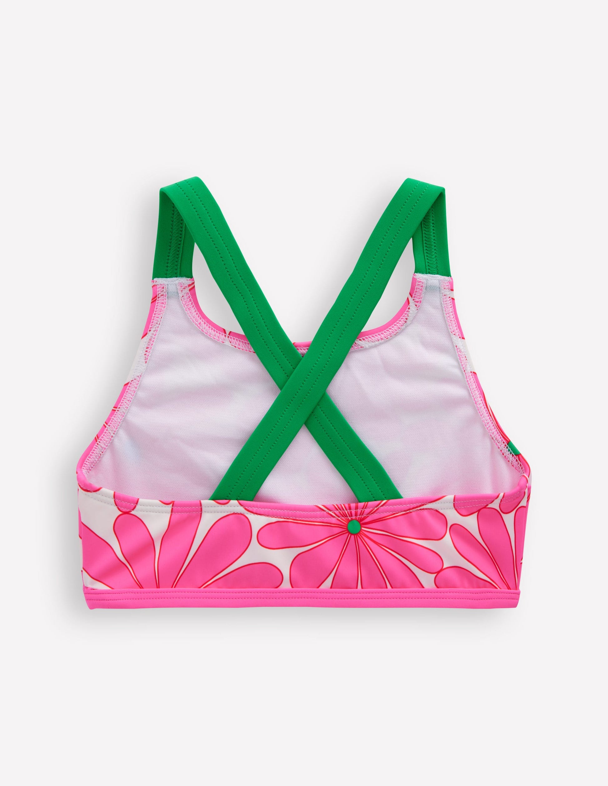 Cross-back Bikini Top-Festival Pink Daisy-4