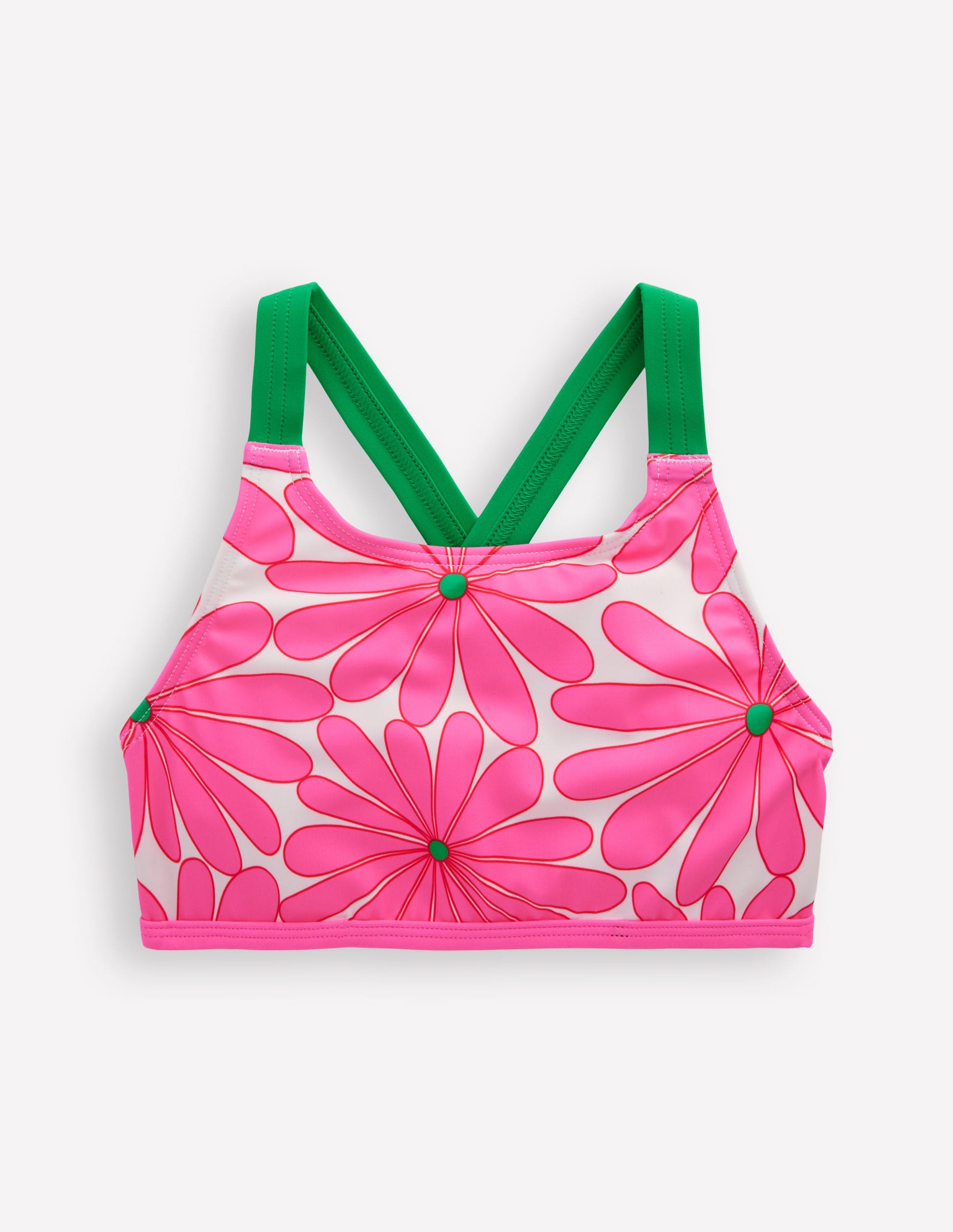 Cross-back Bikini Top-Festival Pink Daisy-3