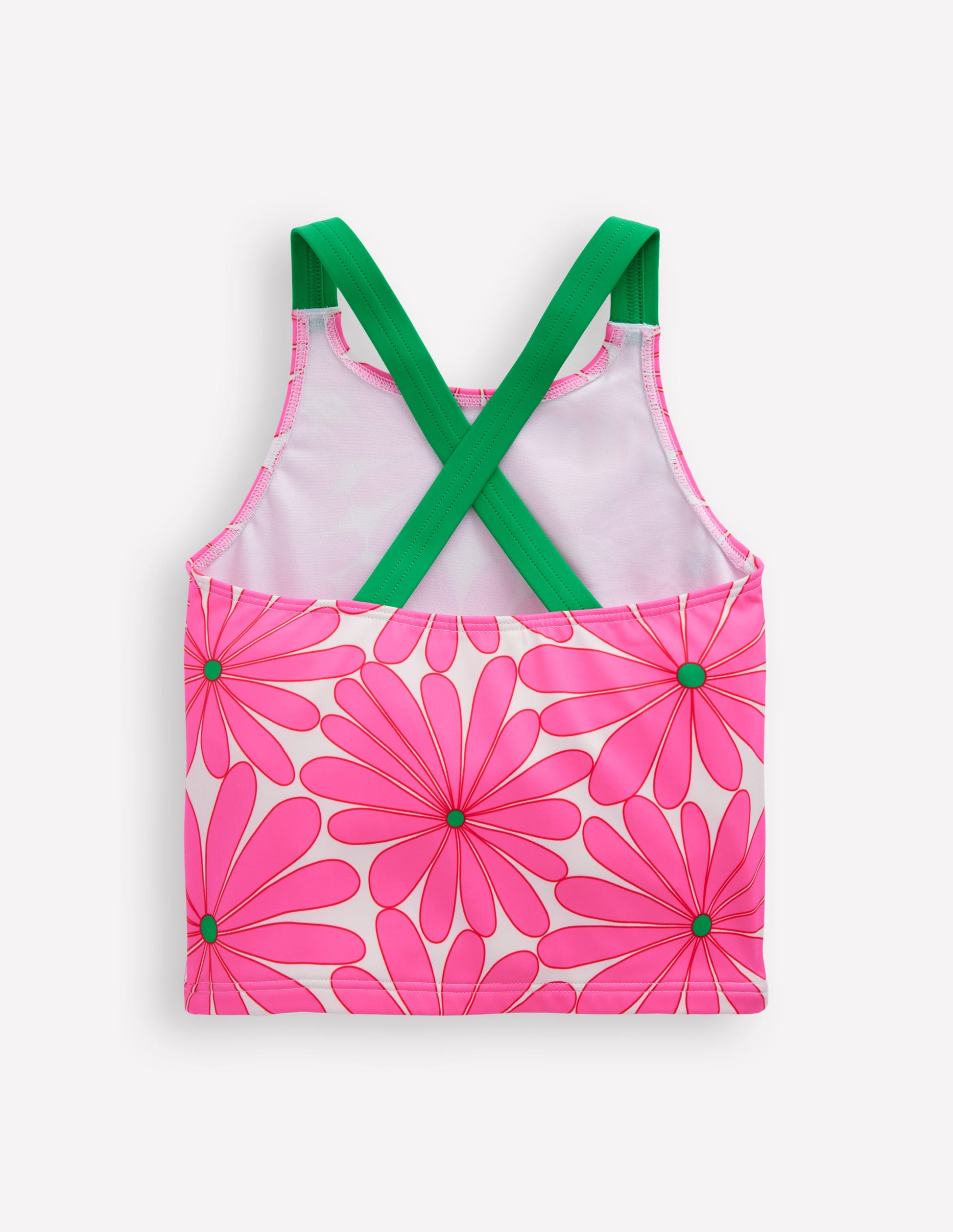 Cross-Back Tankini Top-Festival Pink Daisy-2