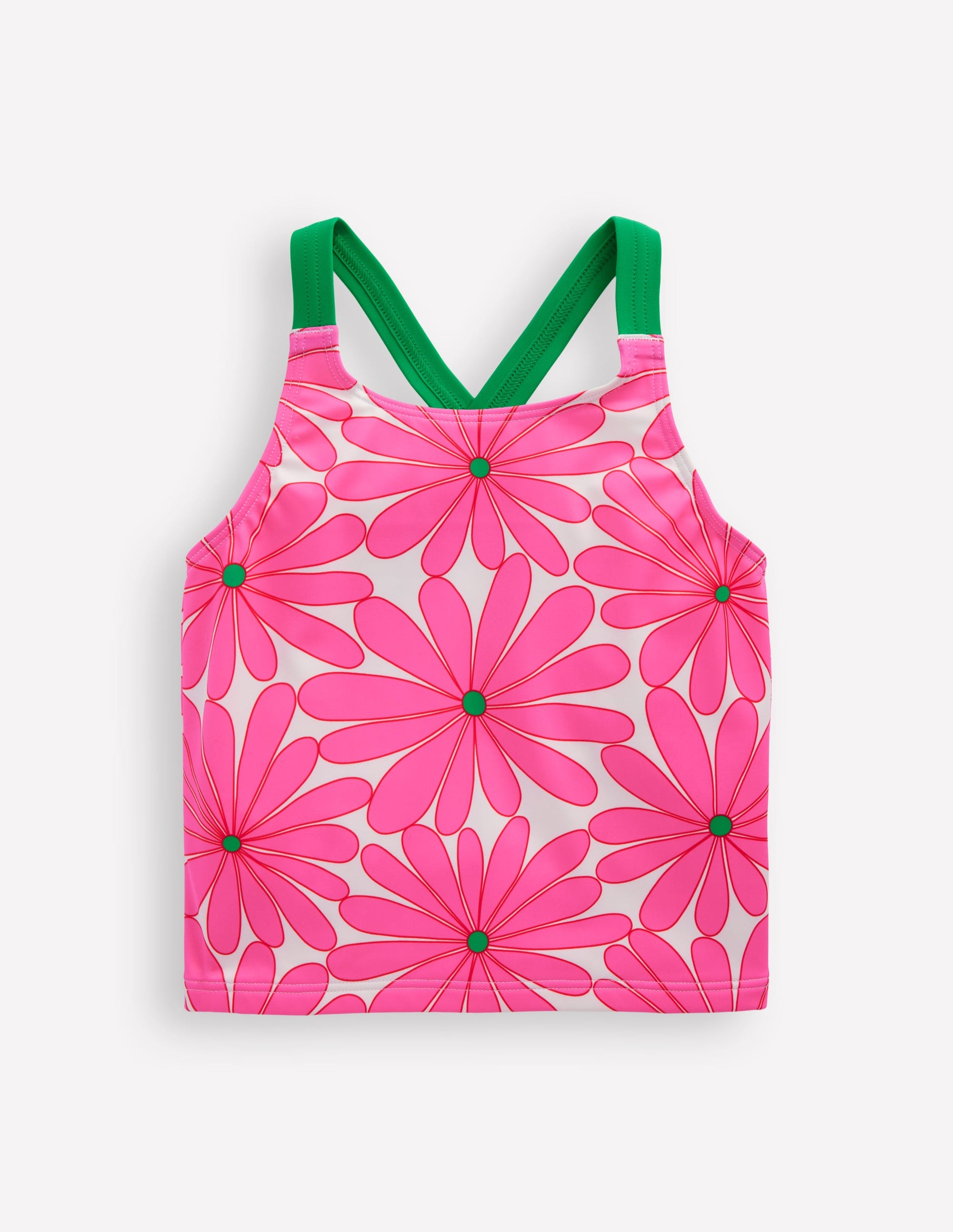 Cross-Back Tankini Top-Festival Pink Daisy-1