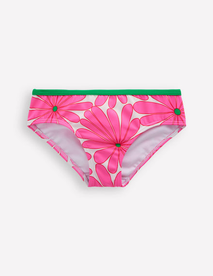 Patterned Bikini Bottoms-Festival Pink Daisy