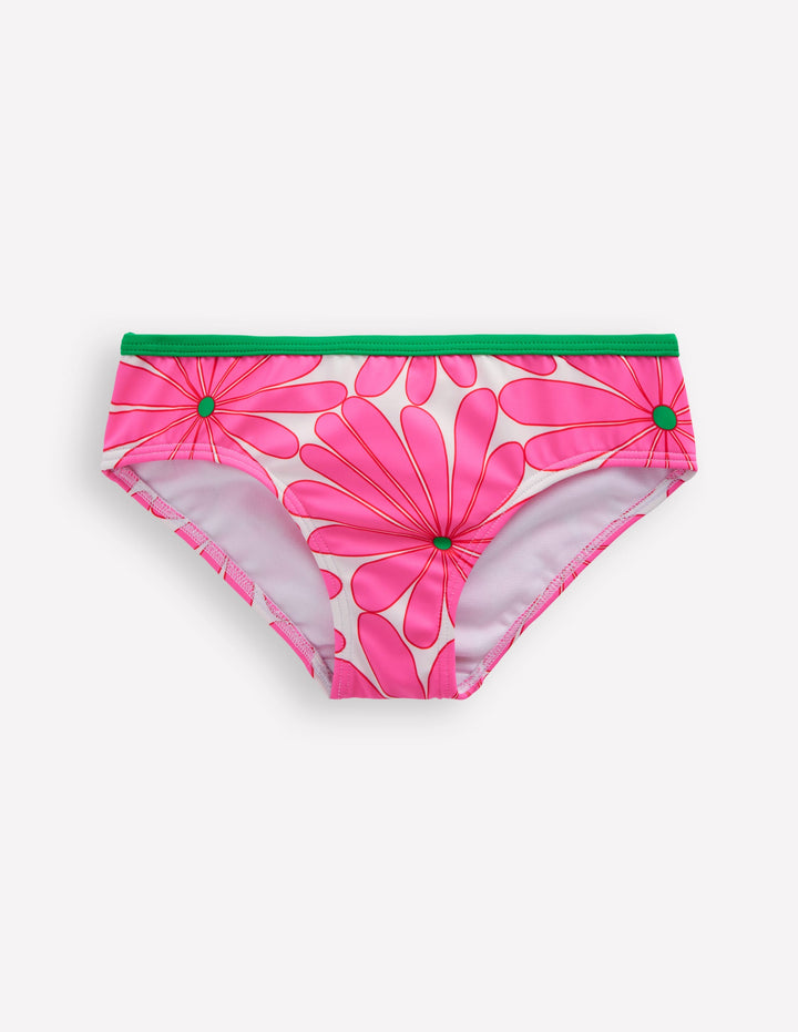 Patterned Bikini Bottoms-Festival Pink Daisy