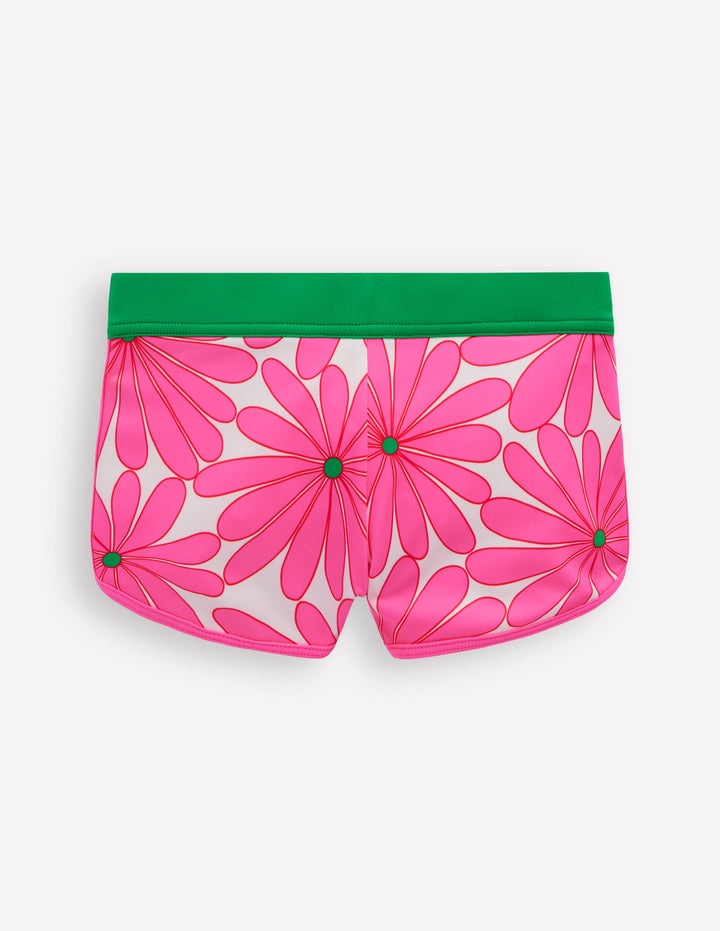 Patterned Swim Shorts-Festival Pink Daisy