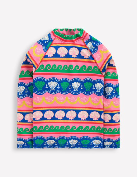Sunsafe Patterned Rash Vest-Multi Sea Shell Stripe