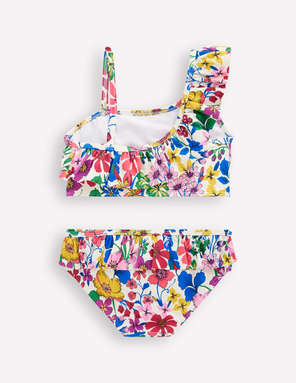 One Shoulder Frill Bikini Set-Multi Rainbow Floral-2