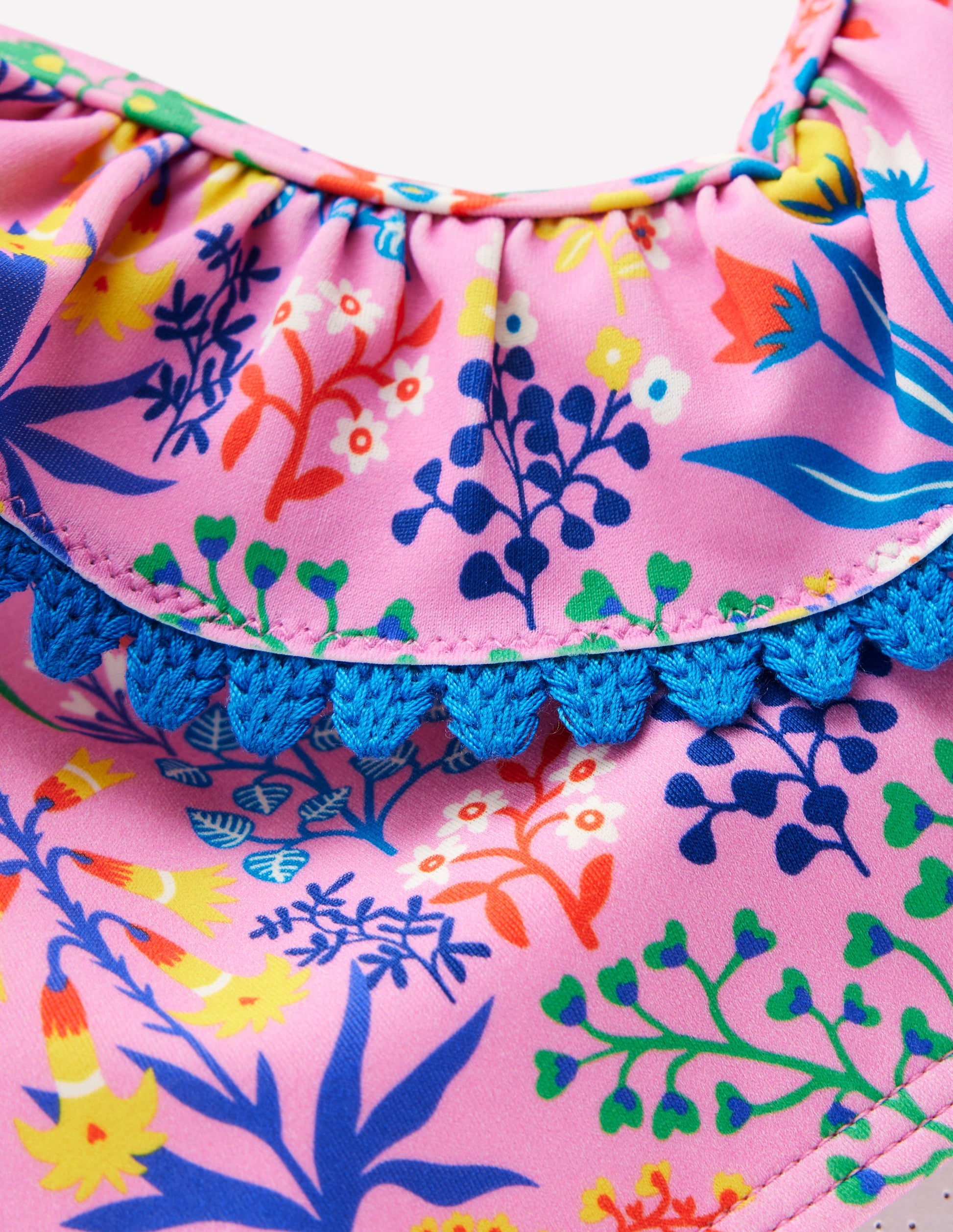 Frill V-neck Bikini Set-Meadowsweet Pink Garden floral-3