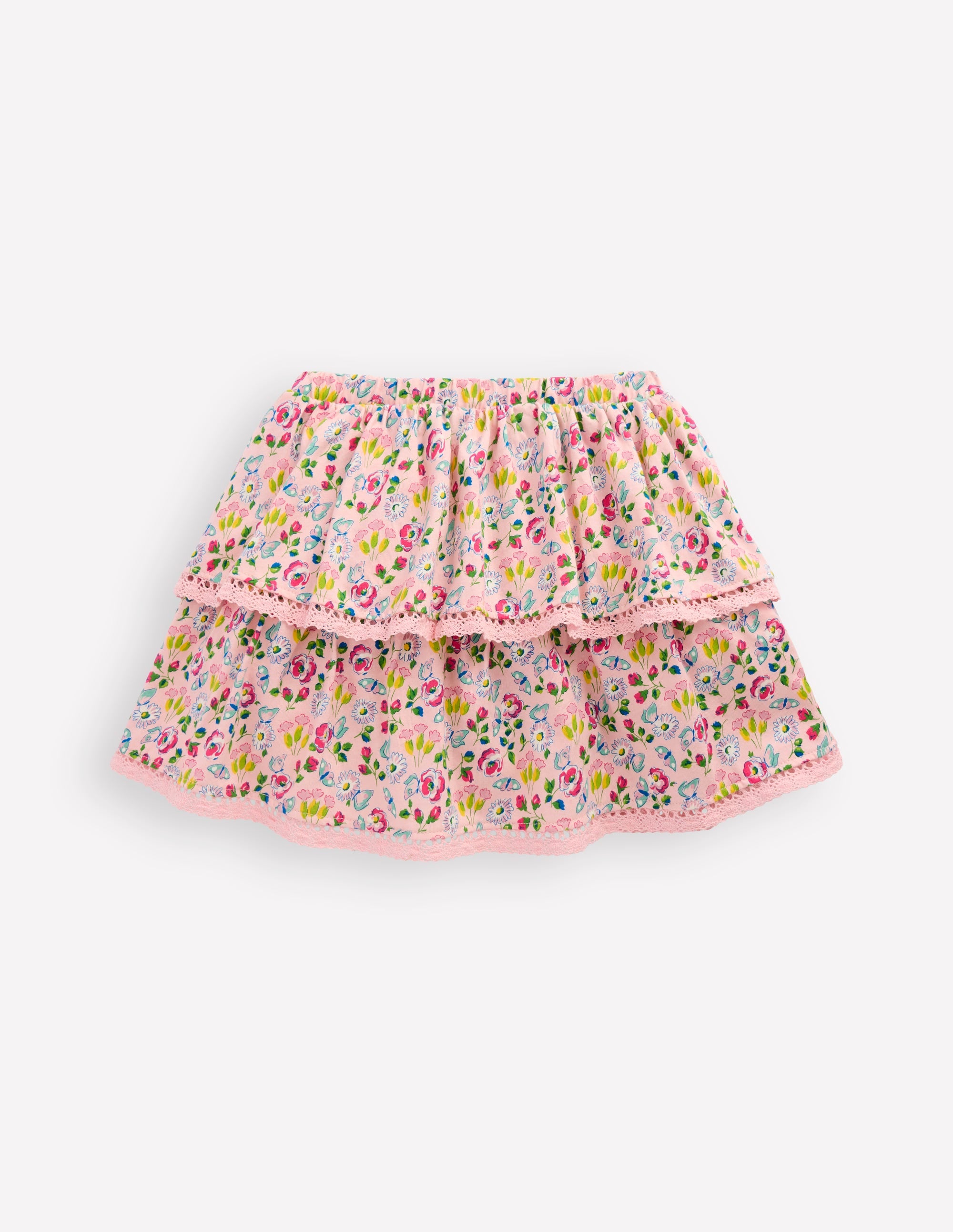 Ruffle Jersey Skort-Chalk Pink Spring Garden - Image 2