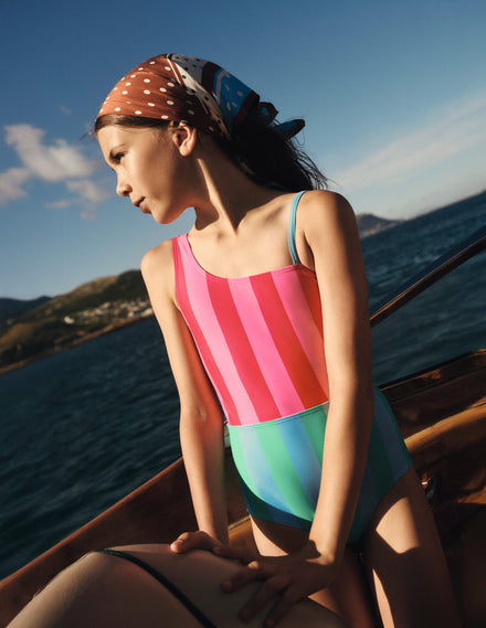 Cut Out Swimsuit-Multi Stripe