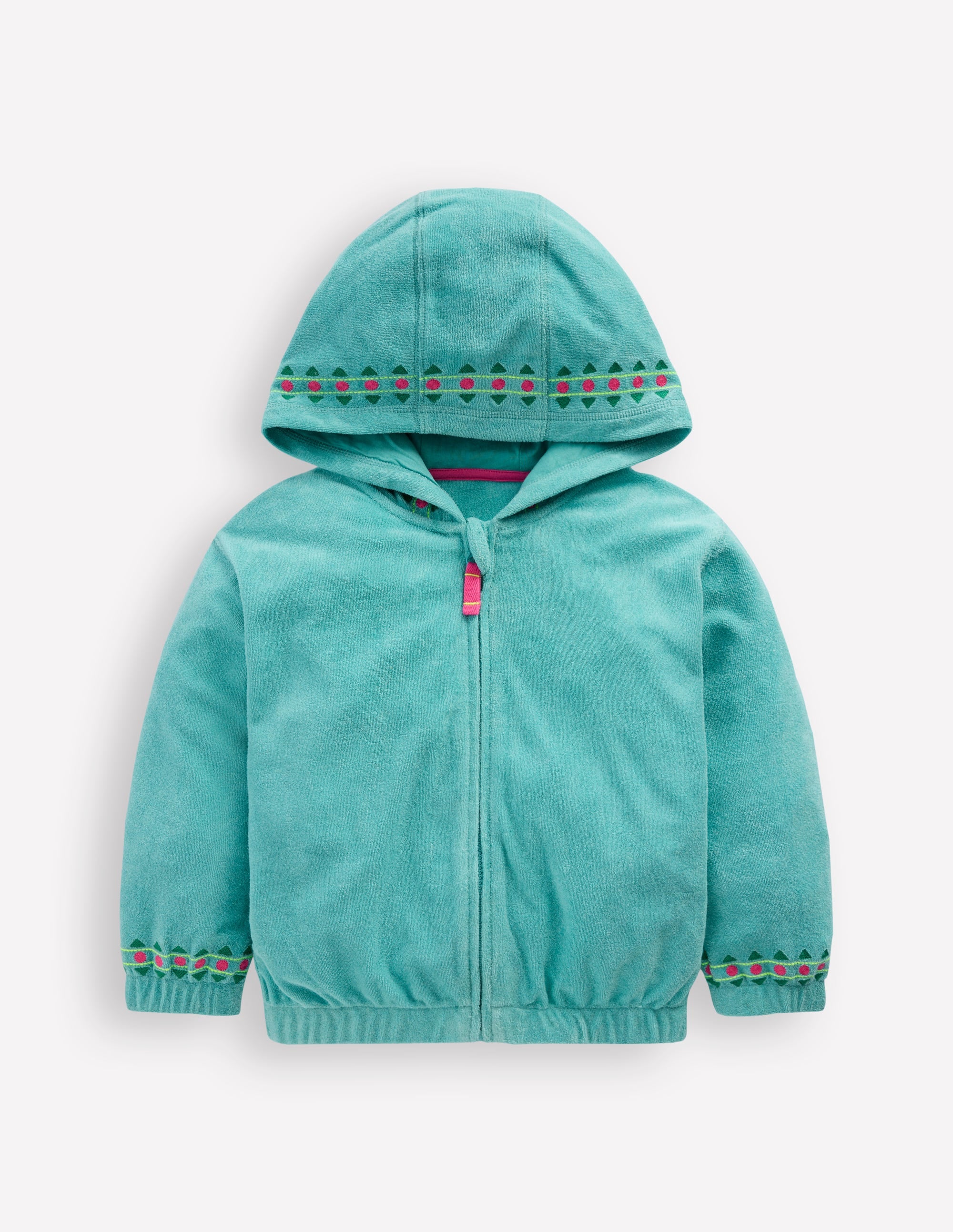 Relaxed Towelling Hoodie-Blue Embroidery - Image 1