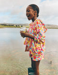 Relaxed Towelling Hoodie-Ivory Sunburst