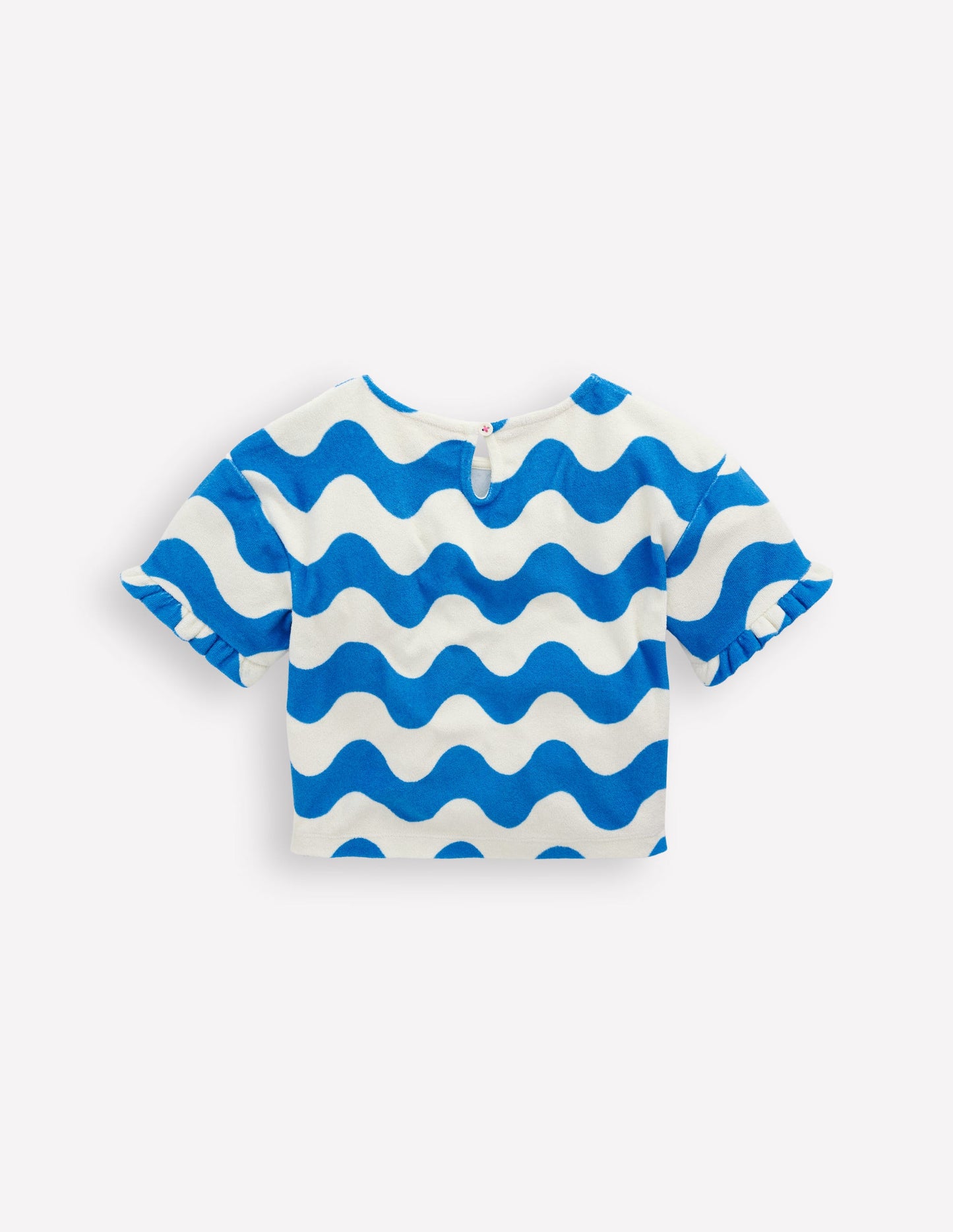 Dropped Shoulder Towelling Top-Blue Wave Stripe