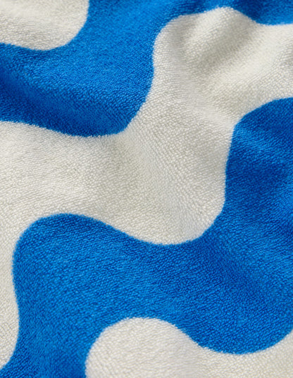 Dropped Shoulder Towelling Top-Blue Wave Stripe-3