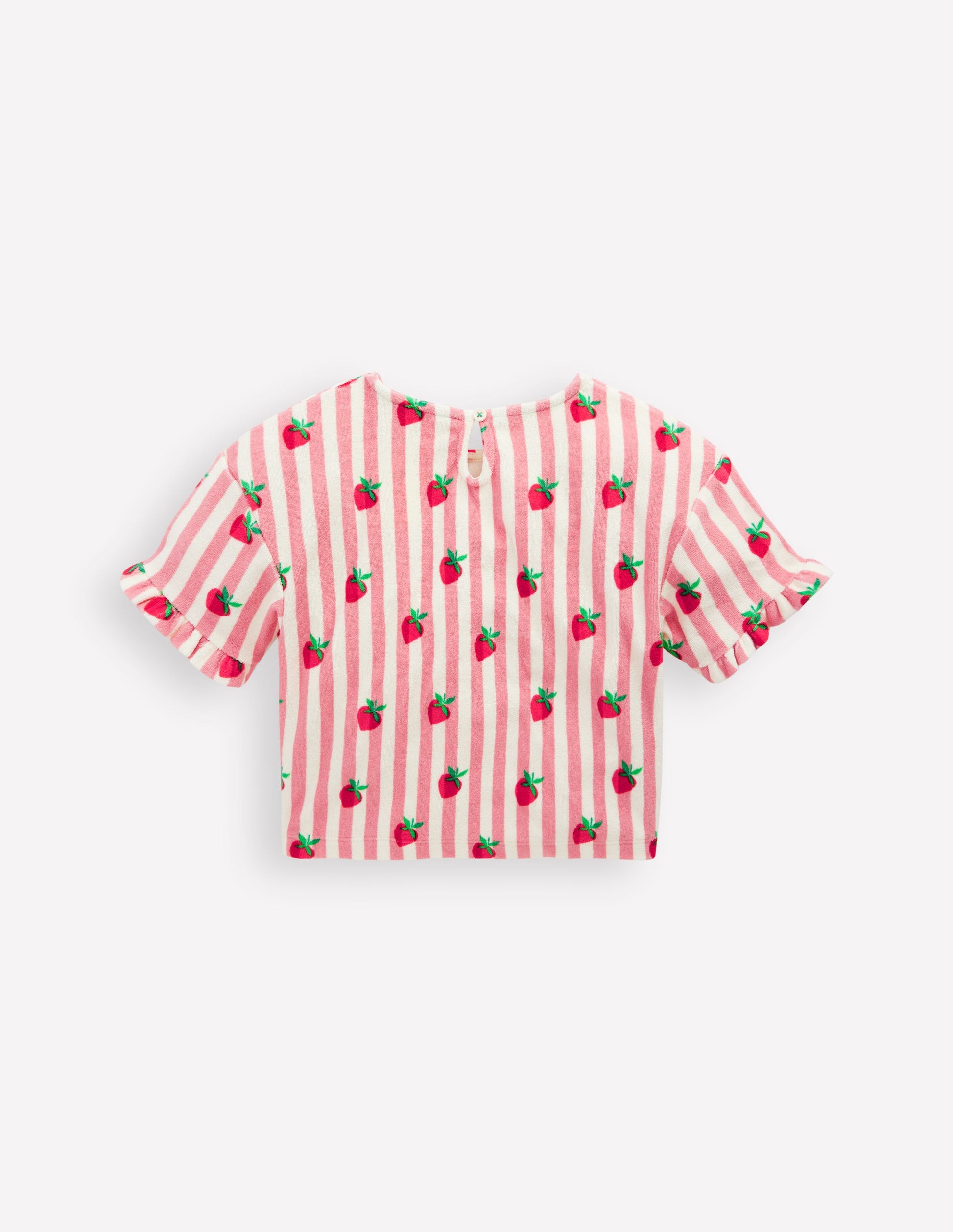 Dropped Shoulder Towelling Top-Blush Strawberry Stripe-2