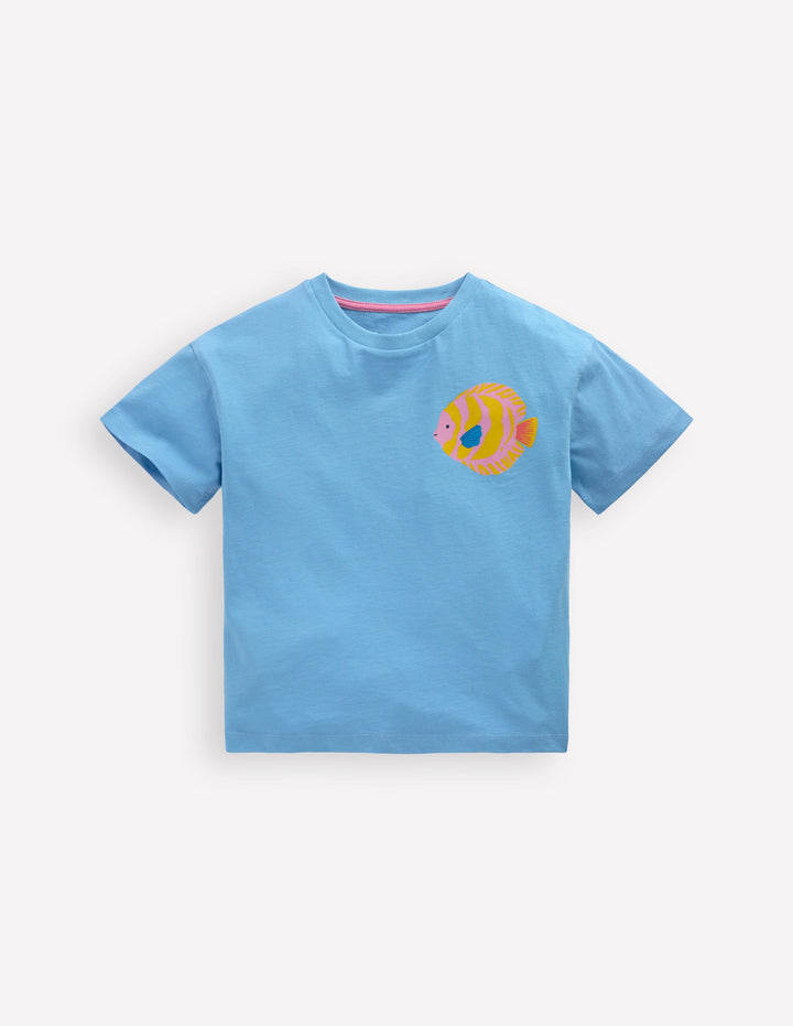 Short Sleeve Printed T-Shirt-Blue Sealife