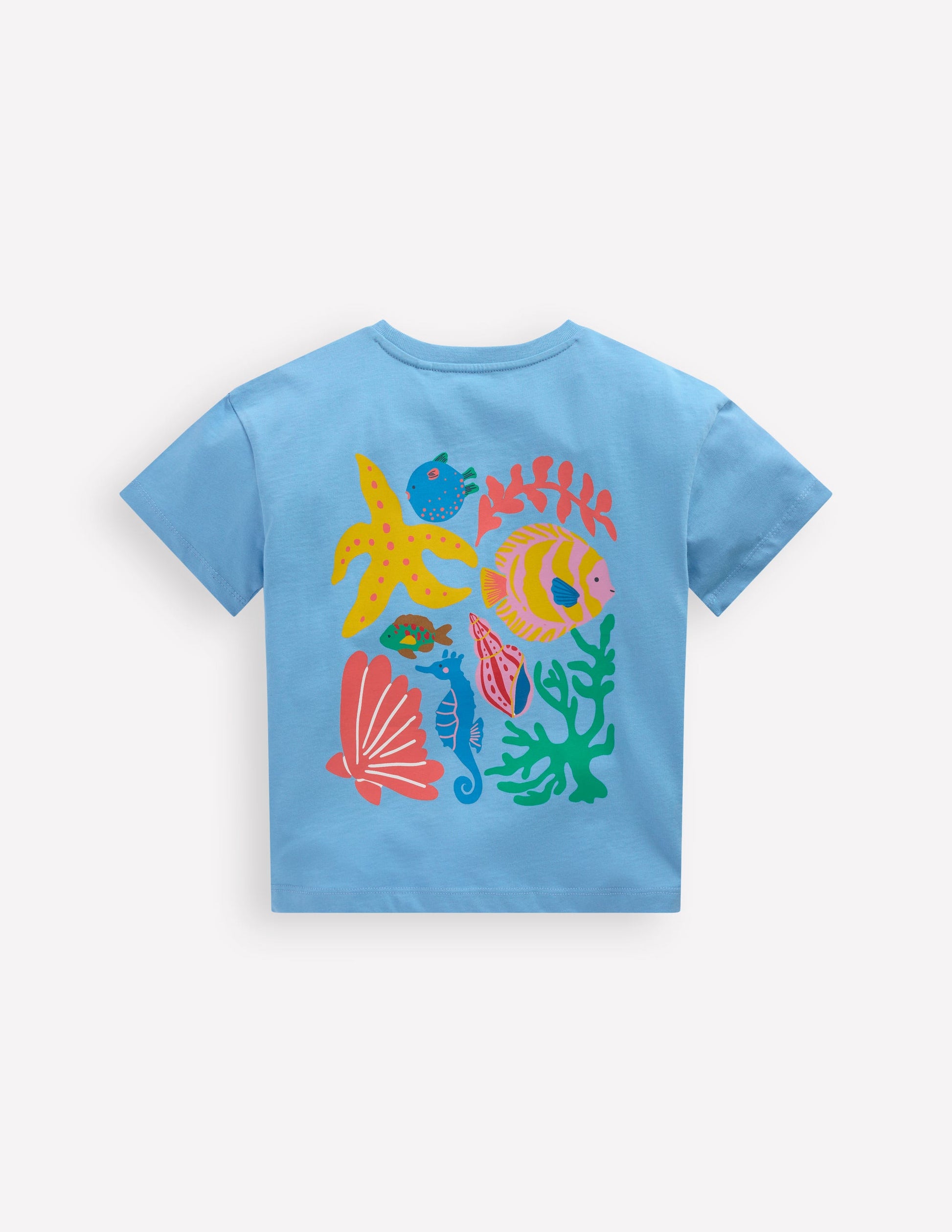 Short Sleeve Printed T-Shirt-Blue Sealife-2