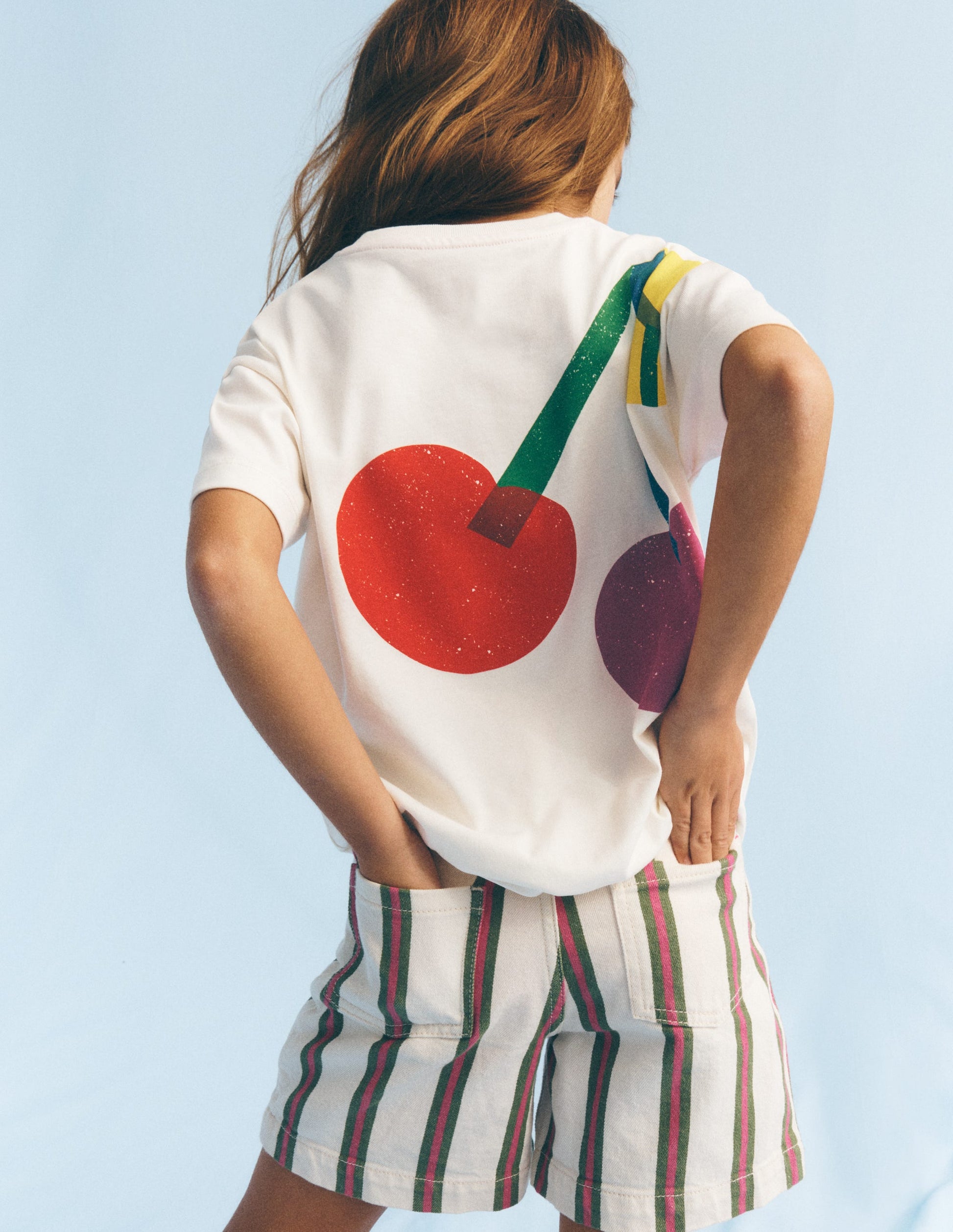 Short Sleeve Printed T-Shirt-Soft Ivory Cherries-1