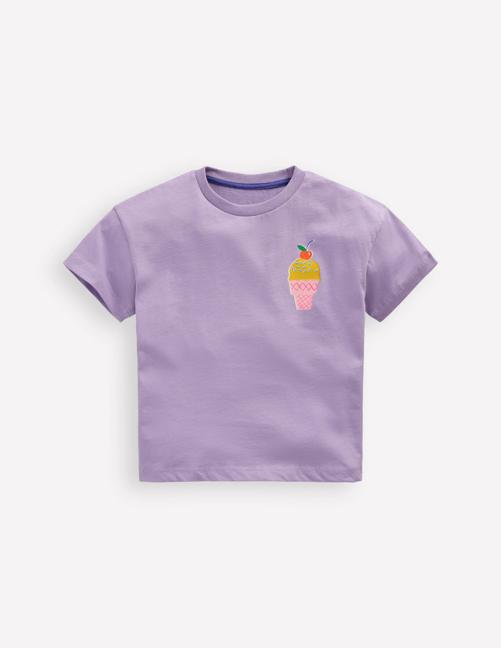 Short Sleeve Printed T-Shirt-Purple Ice Creams