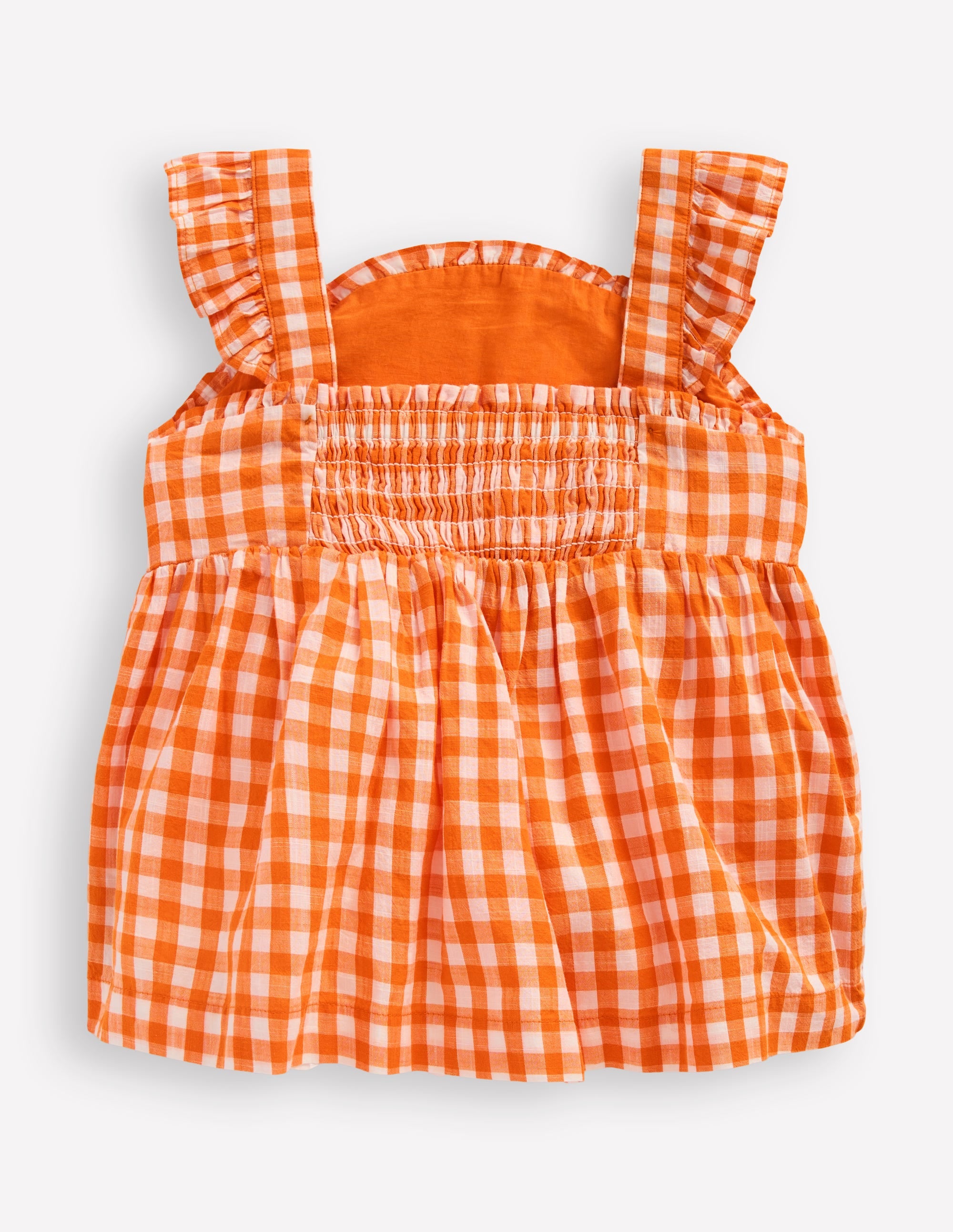 Novelty Strappy Top-Orange and Ivory Gingham - Image 2