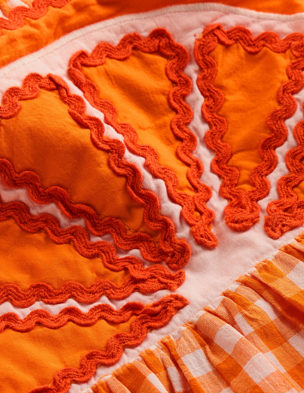 Novelty Strappy Top-Orange and Ivory Gingham - Image 3