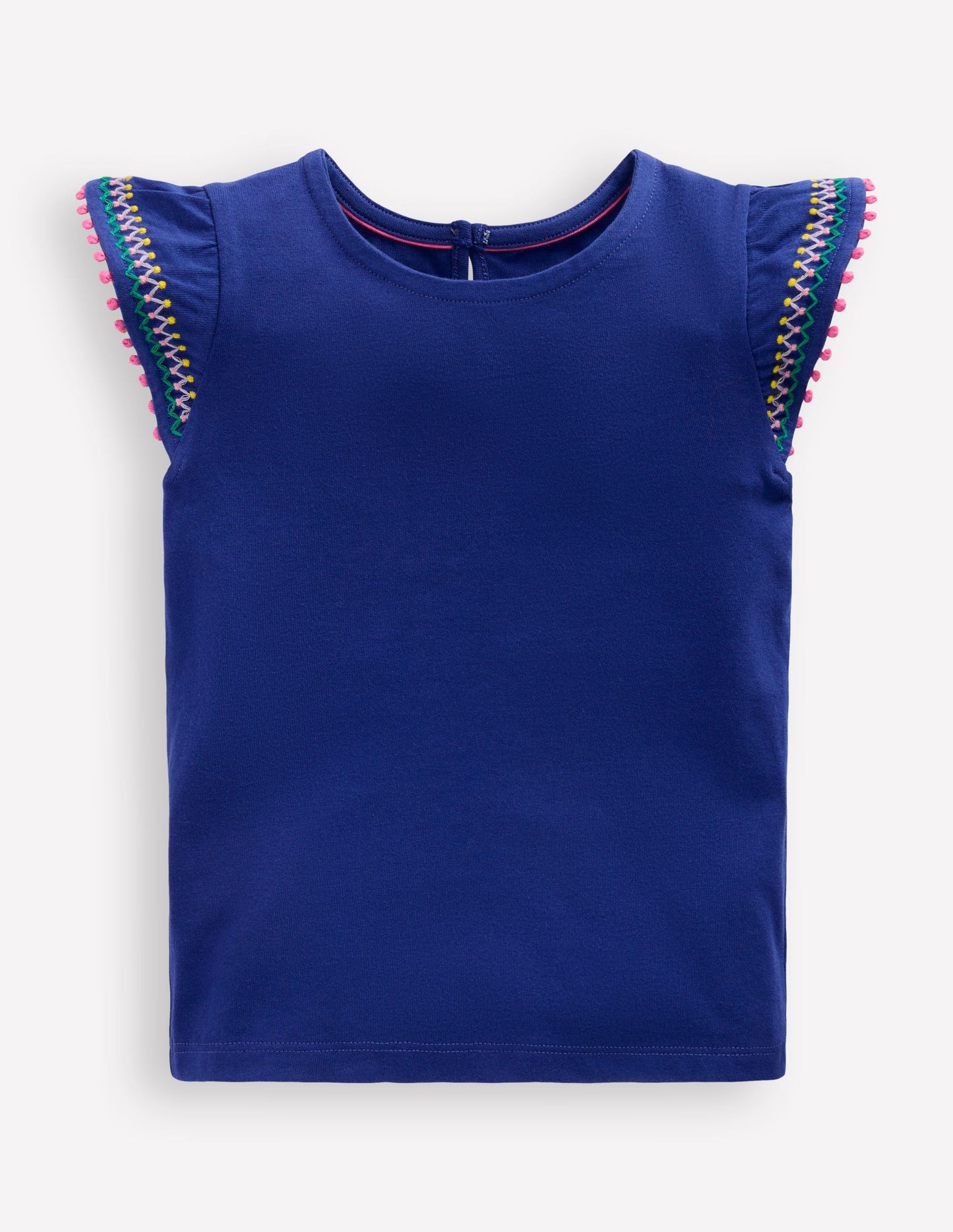 Flutter Sleeve Trim Top-Starboard Blue