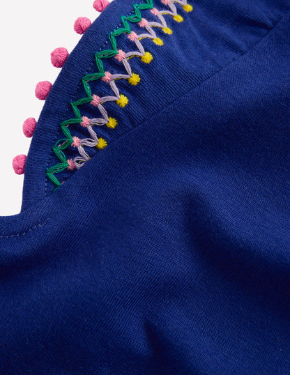 Flutter Sleeve Trim Top-Starboard Blue-3