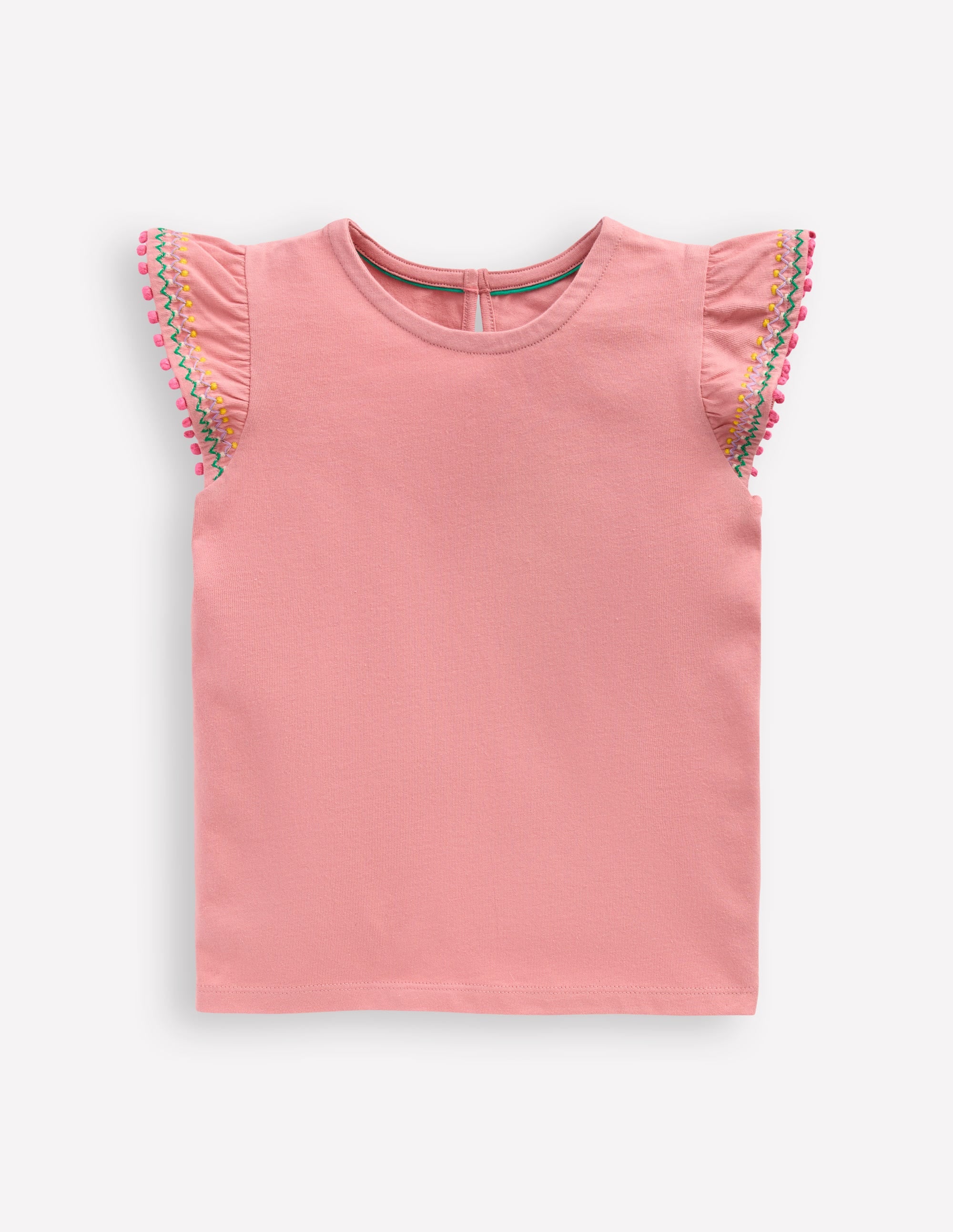 Flutter Sleeve Trim Top-Almond Pink - Image 1